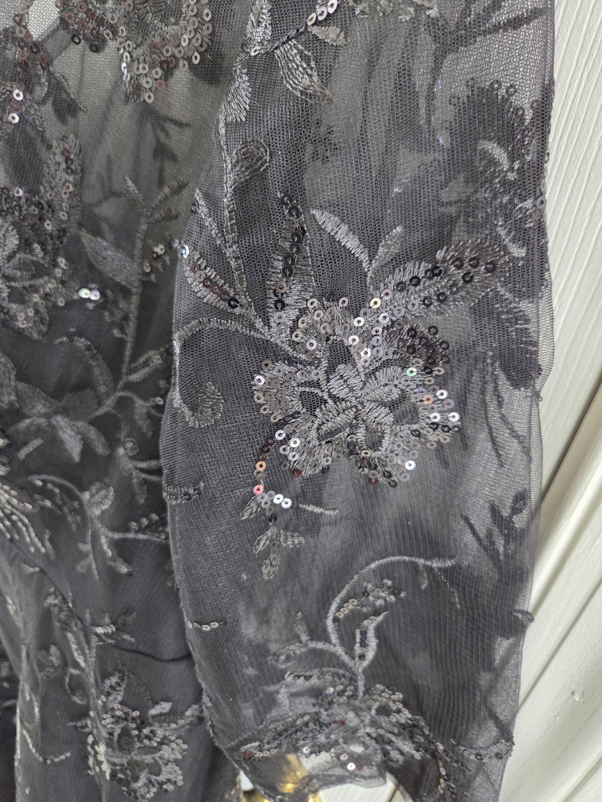 Brand New Size 12 Black A-line Sequin Lace Knee Length Dress Built In Bra Lining