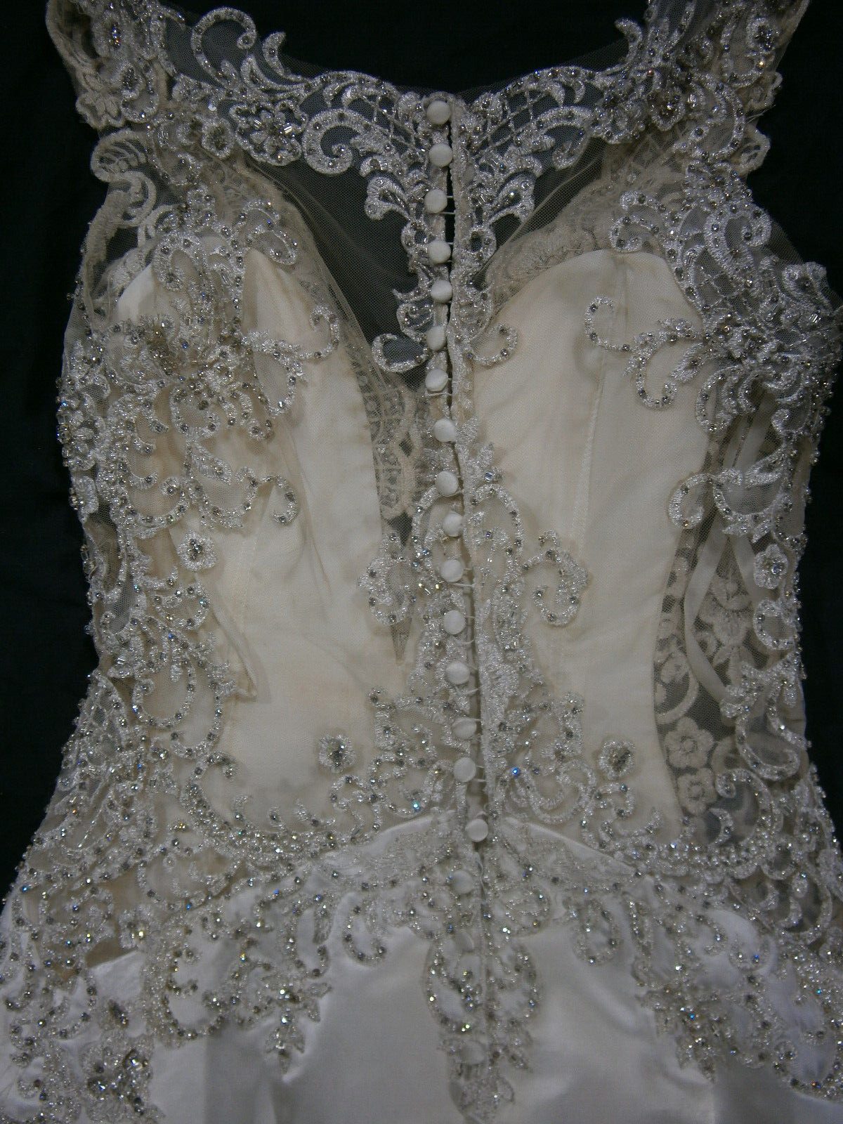 Allure Bride Wedding Dress 12 Ivory Satin Mermaid Beaded Illusion 9402 $1,789
