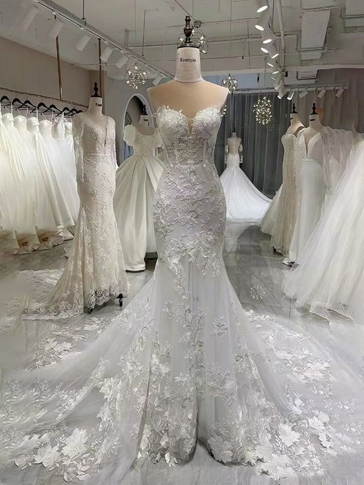 Mermaid Wedding Dresses Lace Appliques Sweetheart Gorgeous Beach Bridal Gowns