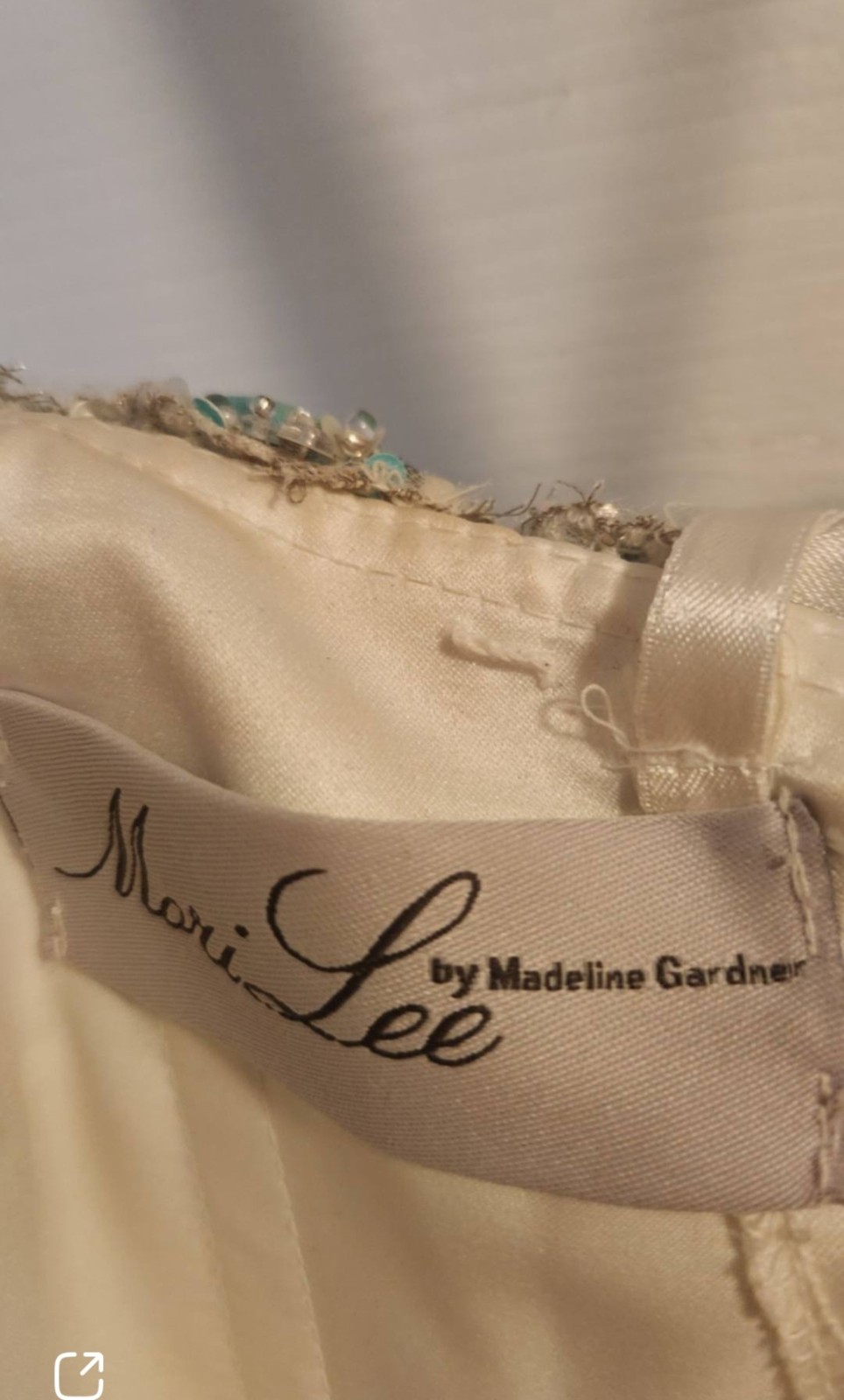 Mori Lee Madeline Gardner Ivory/Blue Beaded Tulle Ball Gown Wedding Dress 12