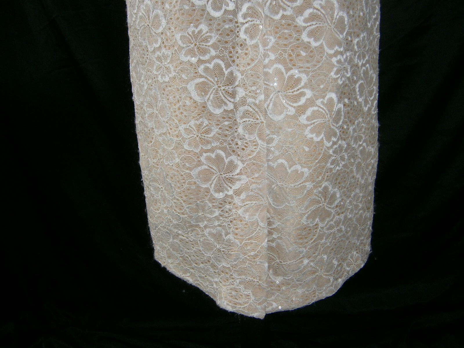 Kathy Ireland 2 Be Short Wedding Dress 12 Ivory Lace Nude Lining Elbow Sleeves