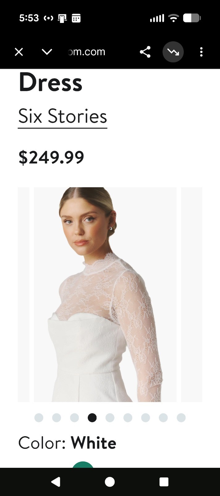 NWT Wedding Six Stories Lace Sleeve Midi Dress White Size 12