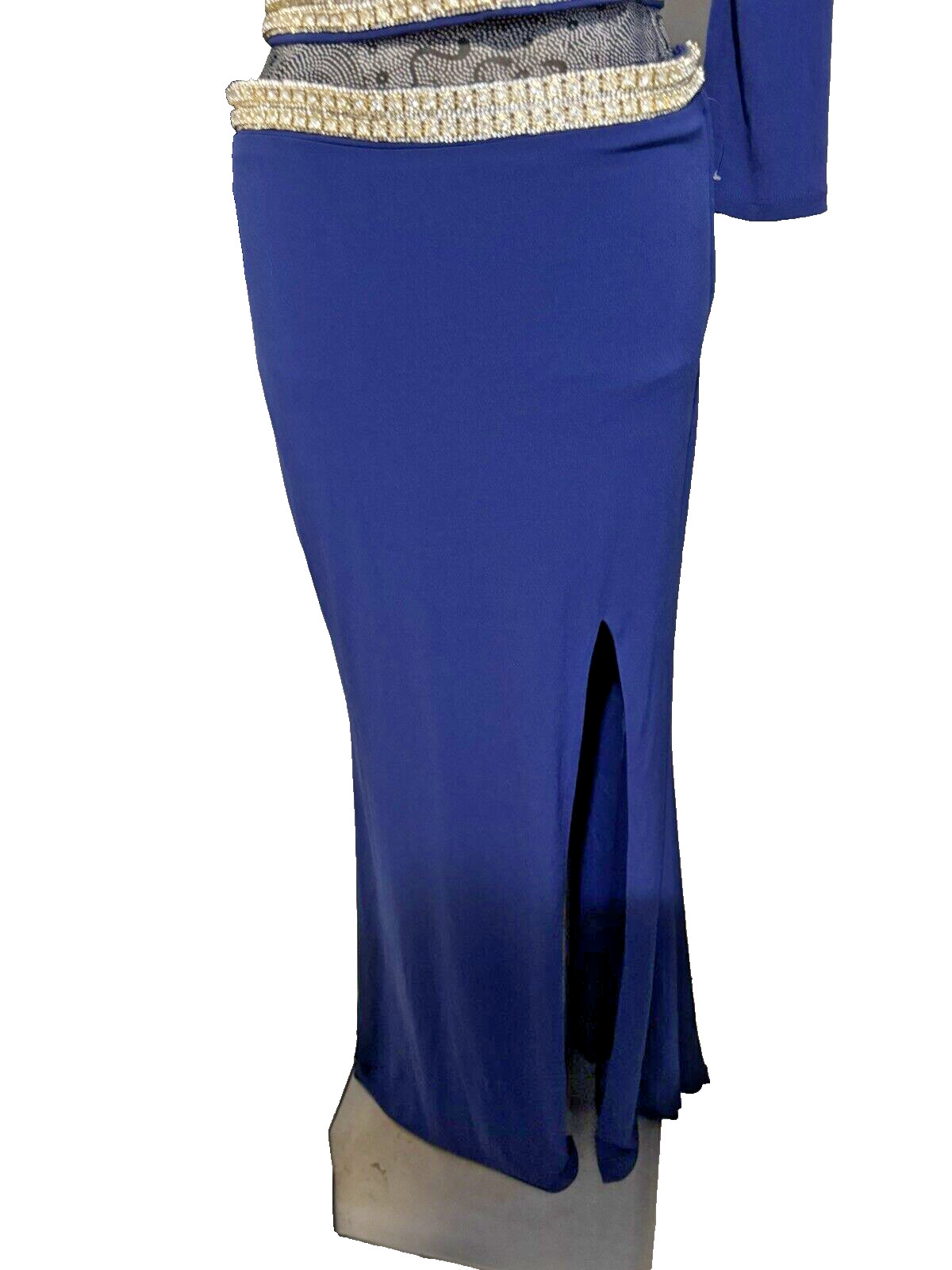 NWOT Way-In Two Piece Jewels Details Jersey Top/Long Skirt Royal Blue Size 7