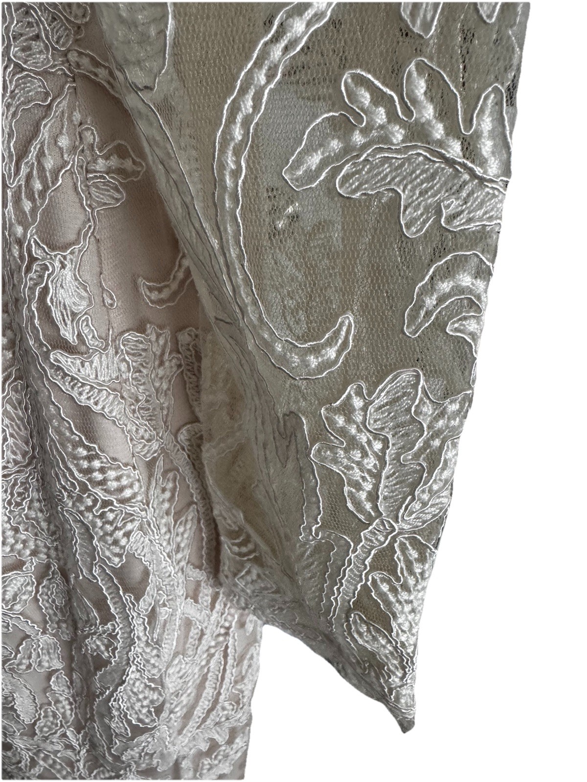 NEW Tadashi shoji gown dress Wedding Bridal All Lace Long +Train Ivory White 8