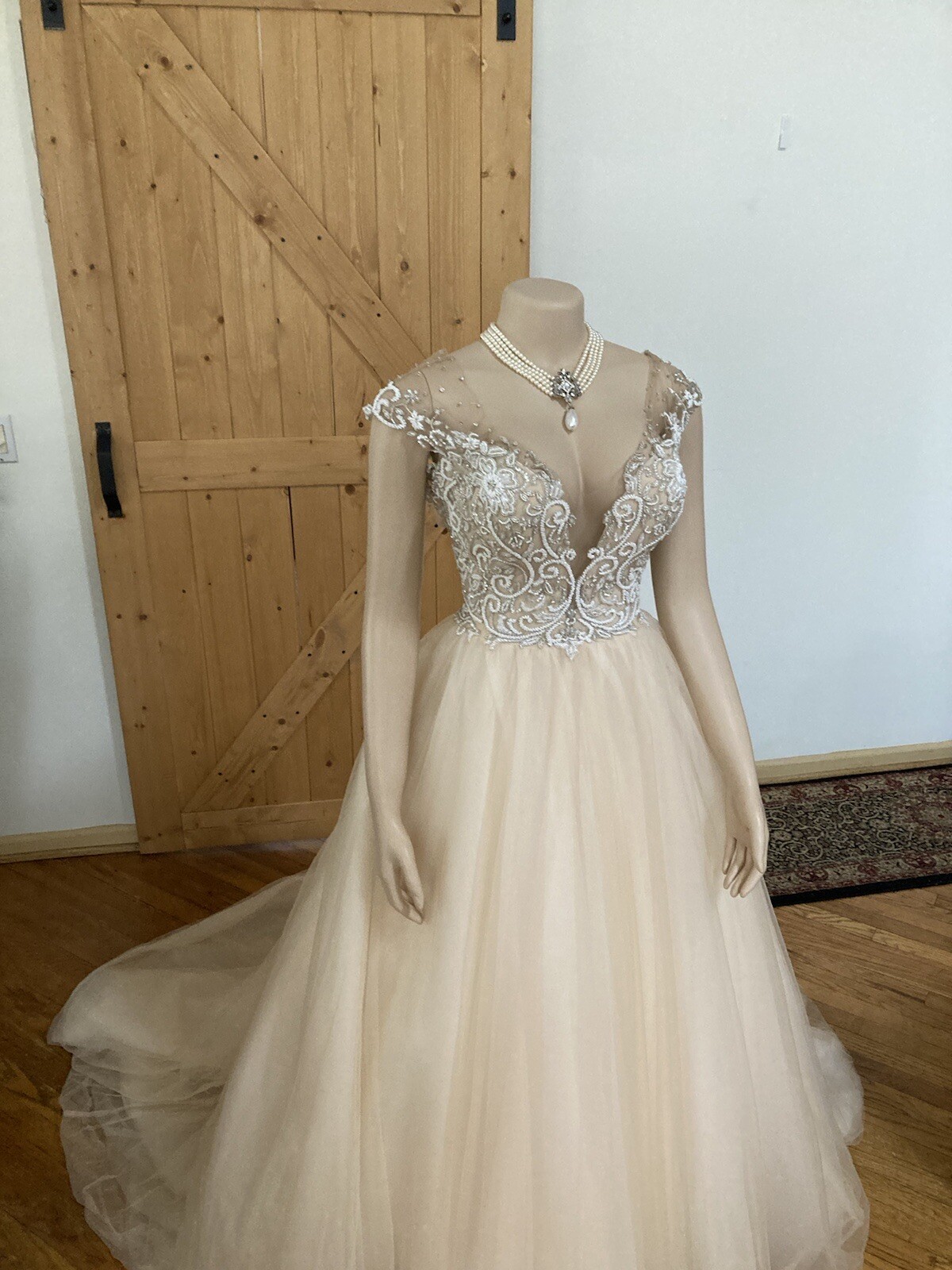 ASHLEY JUSTIN 10417 Bridal Gown Wedding Dress Size 10 NUDE 4702127