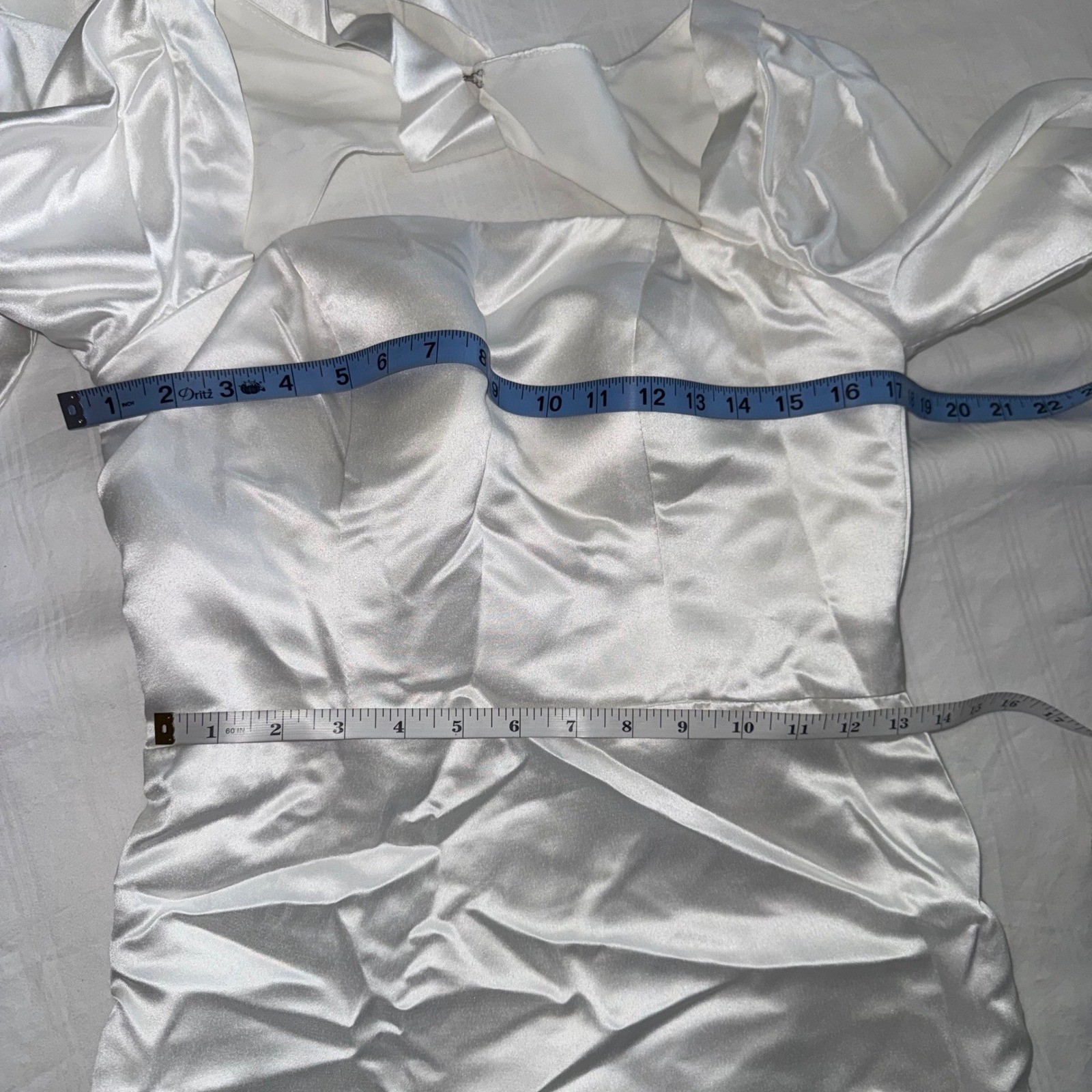 Hebeos White Satin Wedding Gown Square Neck Open Back Mermaid Bridal Dress XS