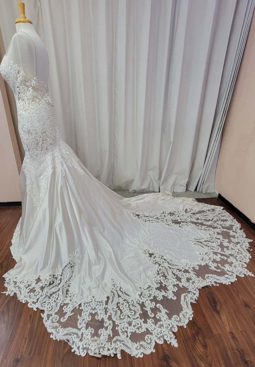 Morilee Bridal Mermaid Satin Lace Wedding Dress 2121 Sinead Ivory Candlelight 12