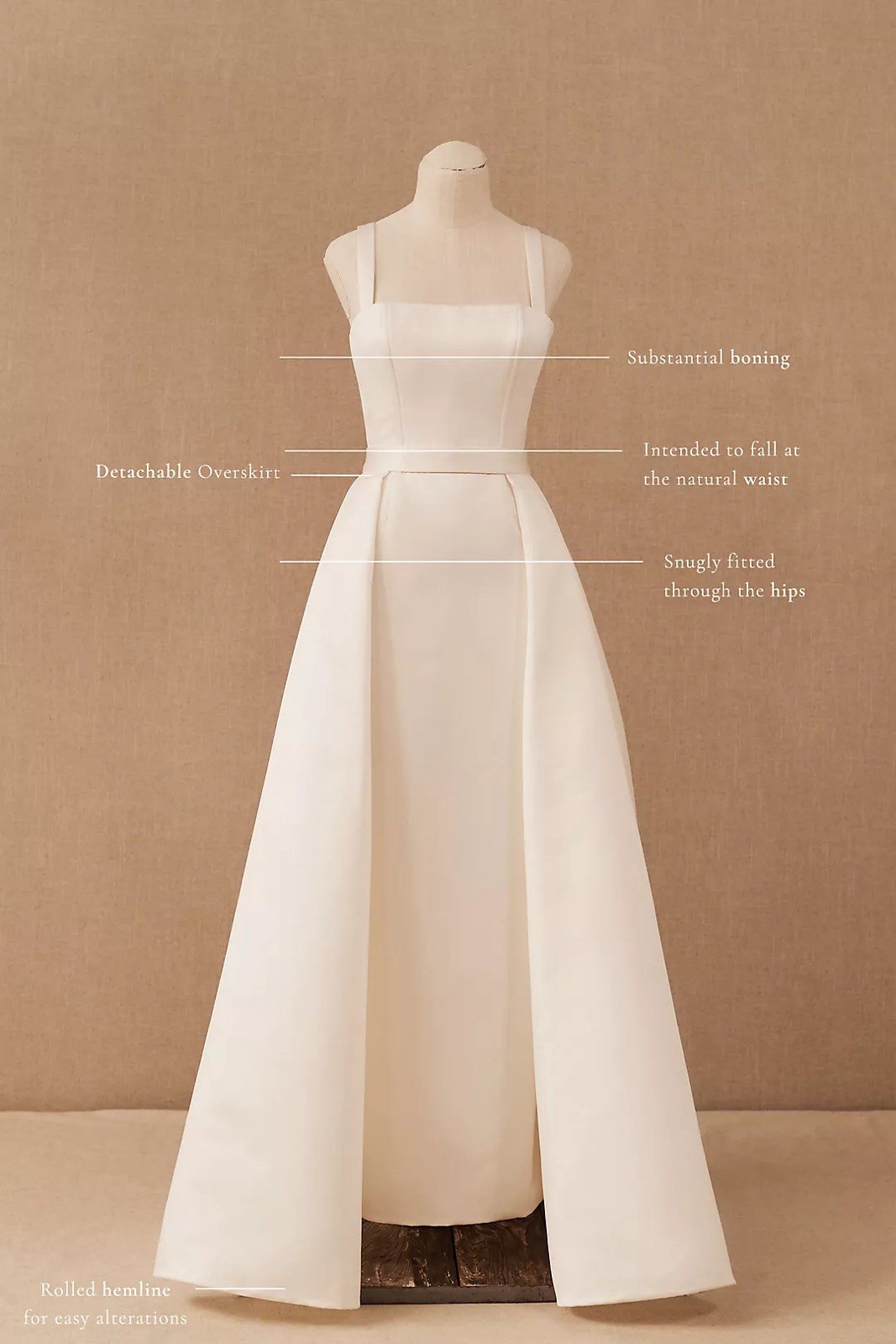 Nouvelle Amsale x BHLDN Ivory Square Neck Wedding Dress (Size 2; NWT Unaltered)