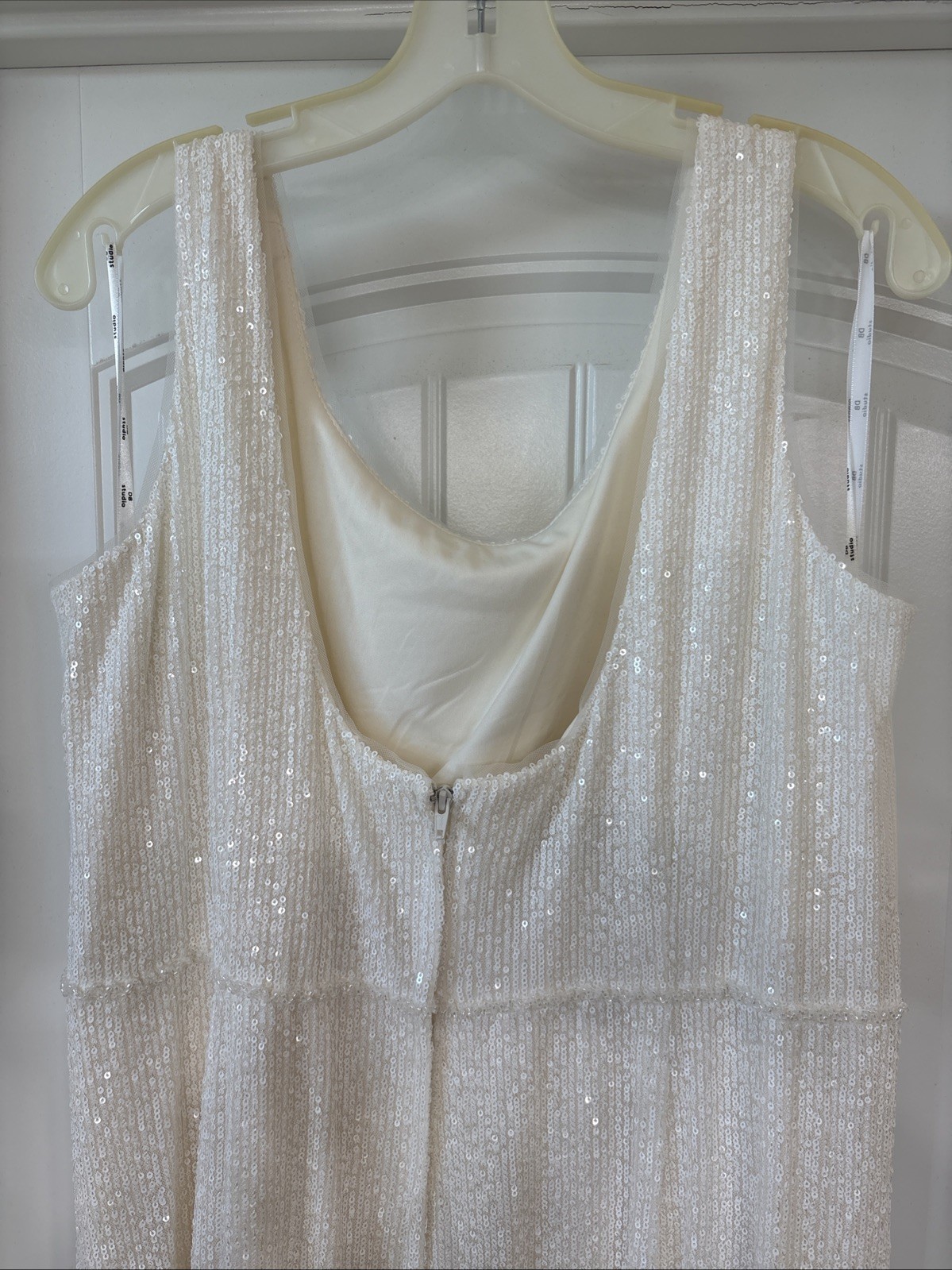 David’s Bridal Sequin A-line Scoop-Back Sequin Wedding Dress In Ivory