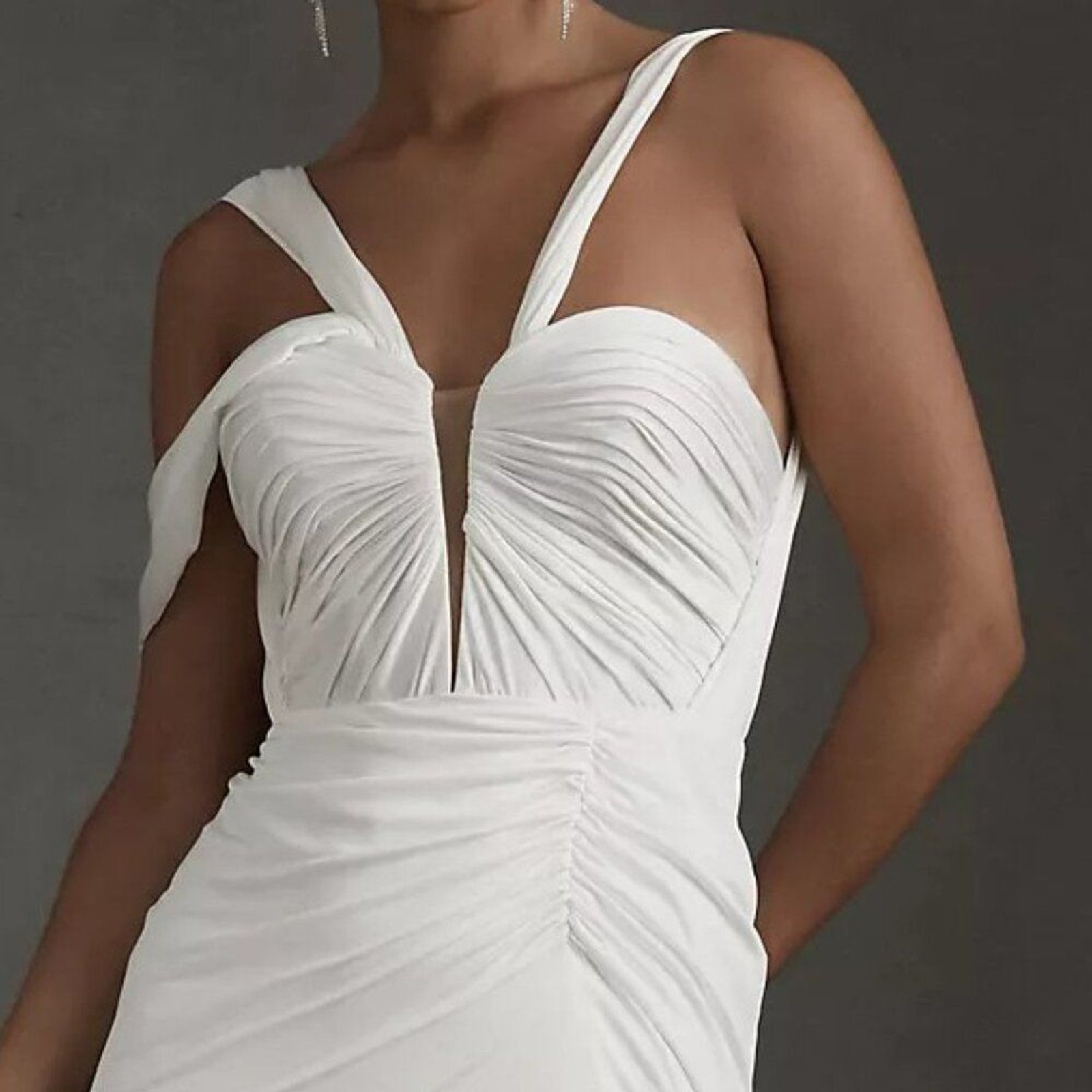 BHLDN Rish Cleo Wedding Gown Elegant Formal Dress White Ivory Ruching 8 NWOT