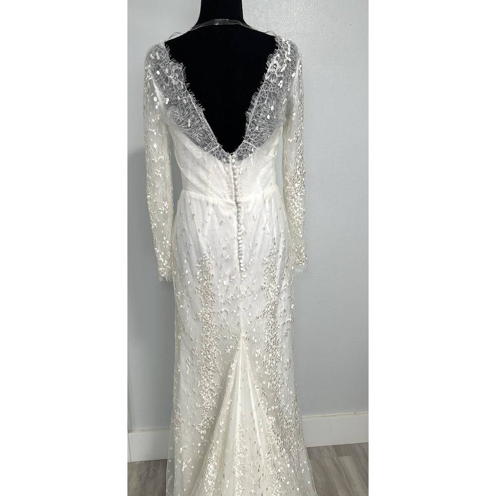 Unbranded Lace Wedding Dress Women 4-6 Ivory Excellent Long Sleeve Train Gown