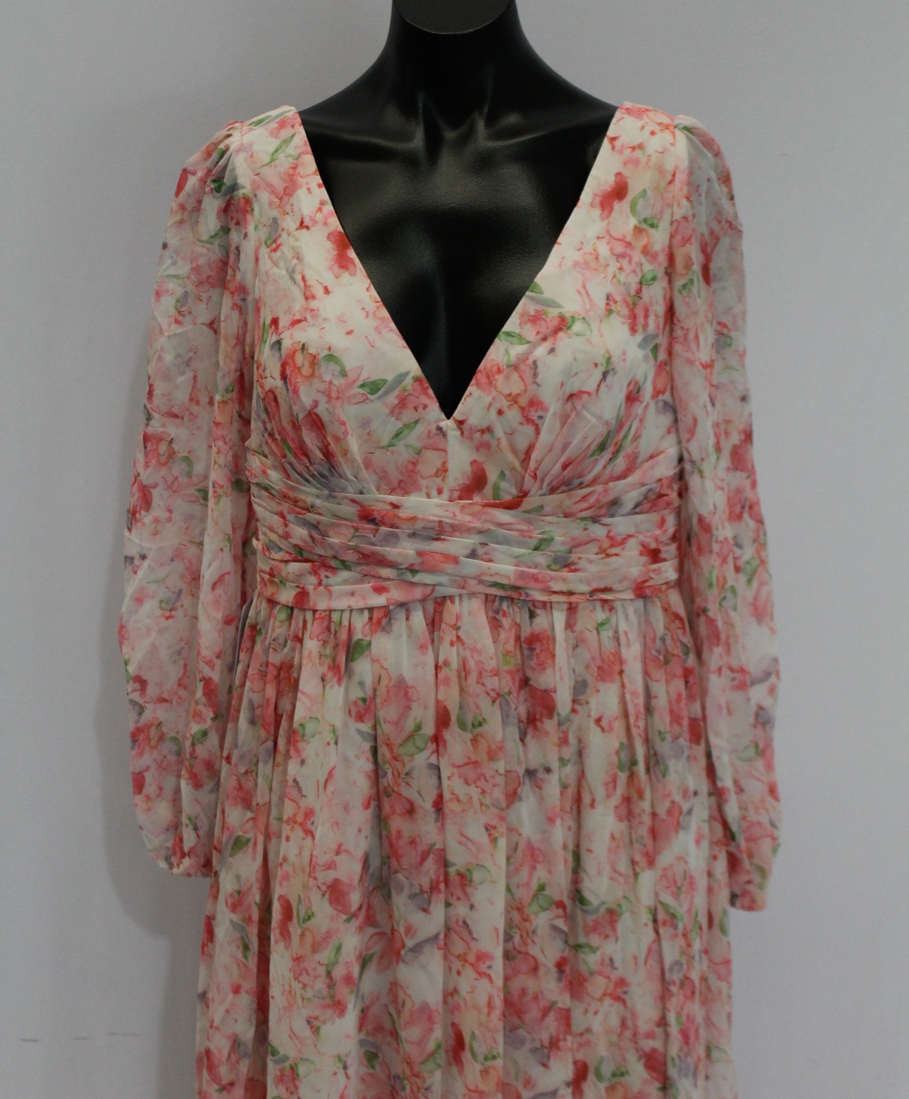 Azazie Women’s Norah Floral A-Line V-Neck Chiffon Dress AP2 Watercolor Custom