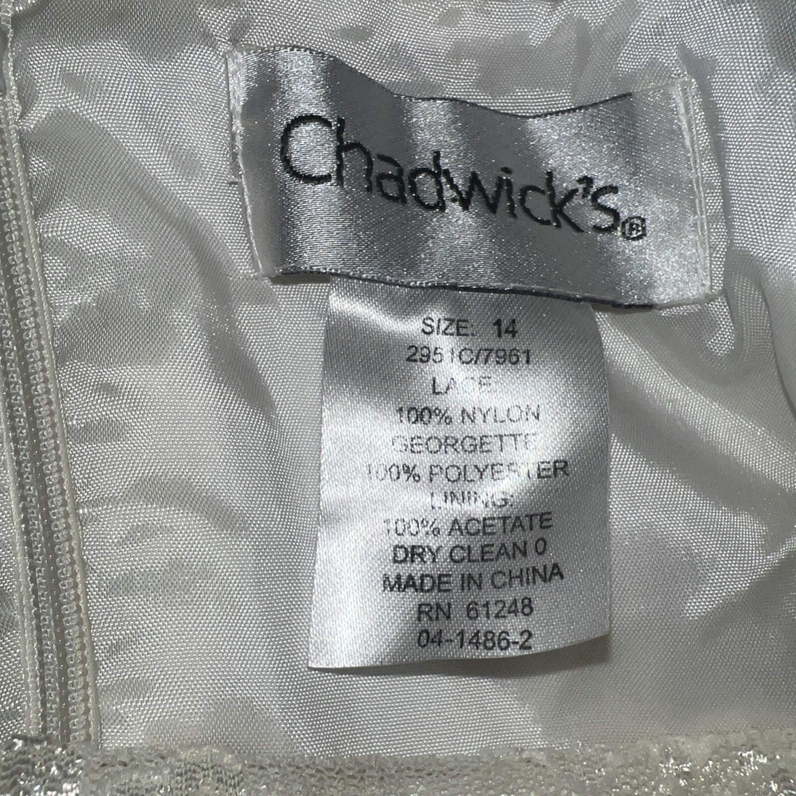 CHADWICK’S Ivory Lace Off Shoulder Wedding Formal Dress Sz 14