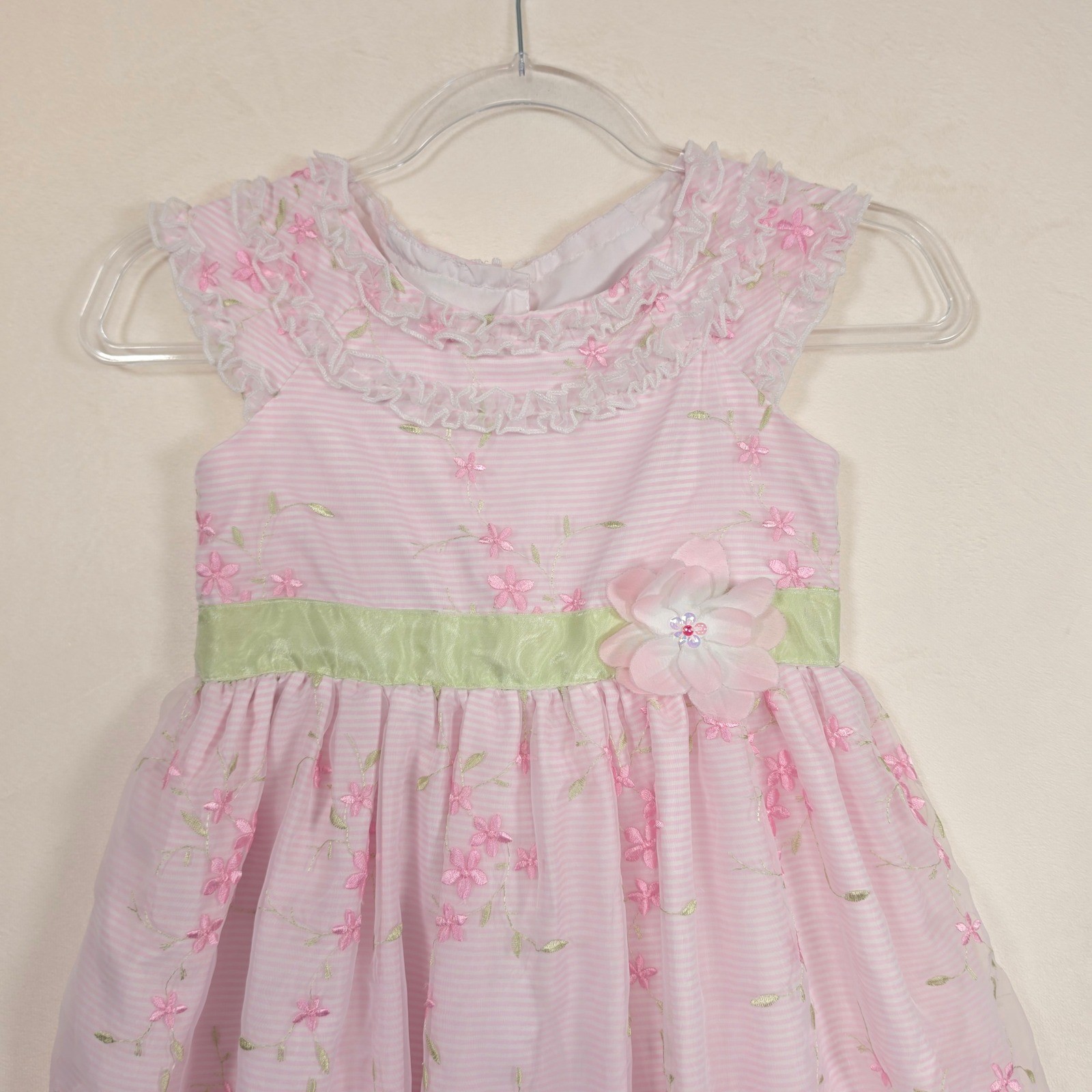 Jona Michelle Dress Girls 6X Pink White Floral Coquette Embroidered Romantic