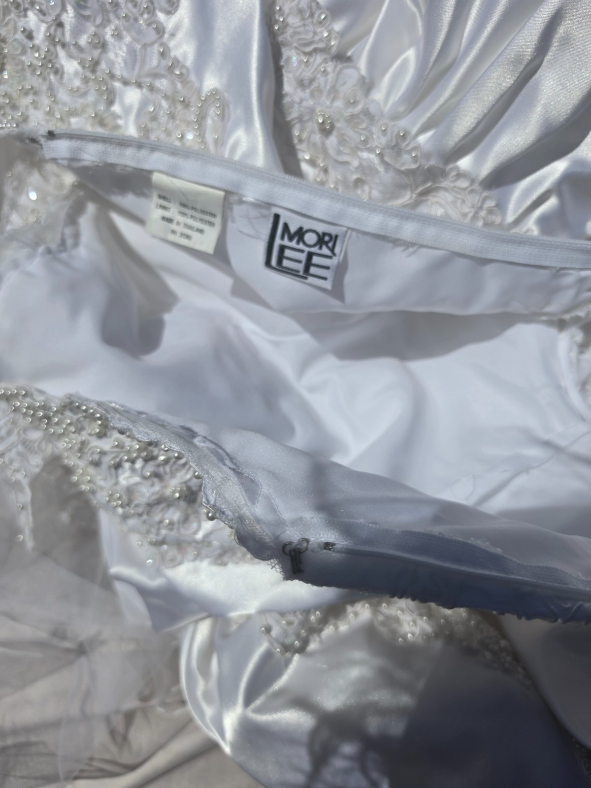 Vintage 1980s Mori Lee Wedding Gown with matching veil crown