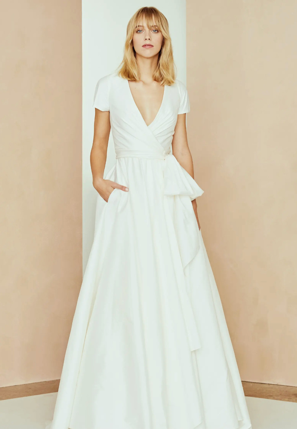 Nouvelle amsale Nic Wrap Ballgown Wedding Dress