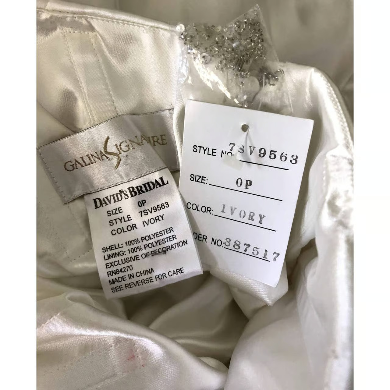 NWT Galina Signature Charmeuse Wedding Dress Surplice Bodice Ivory White 0P