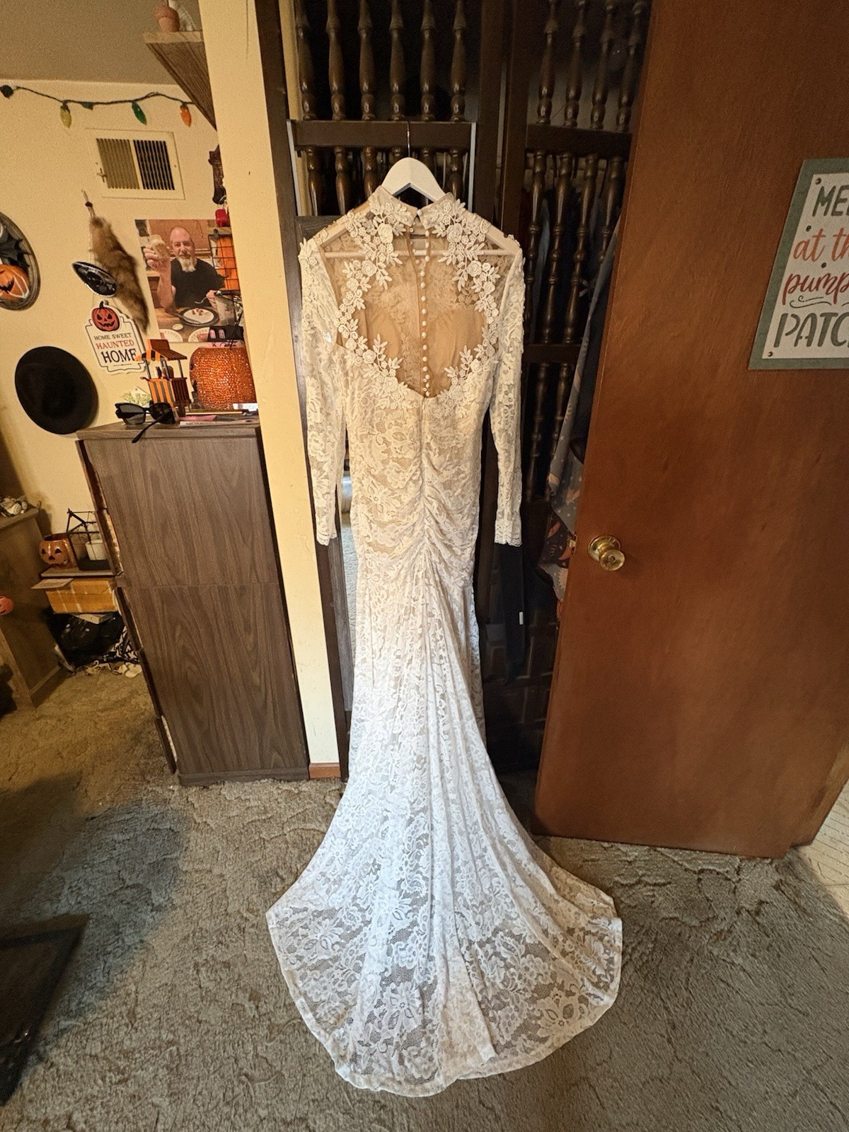 High Neck, Illusion Back Wedding Dress