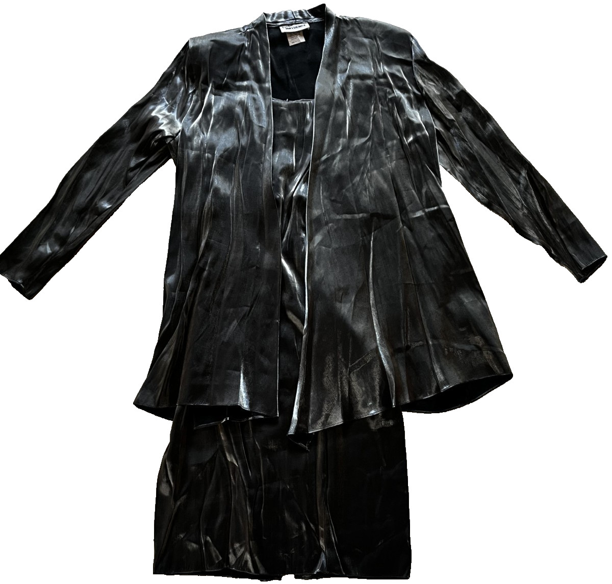 Positive Influence 2 Piece Polyester Shinny Dark Gray Dress Outfit Size 12
