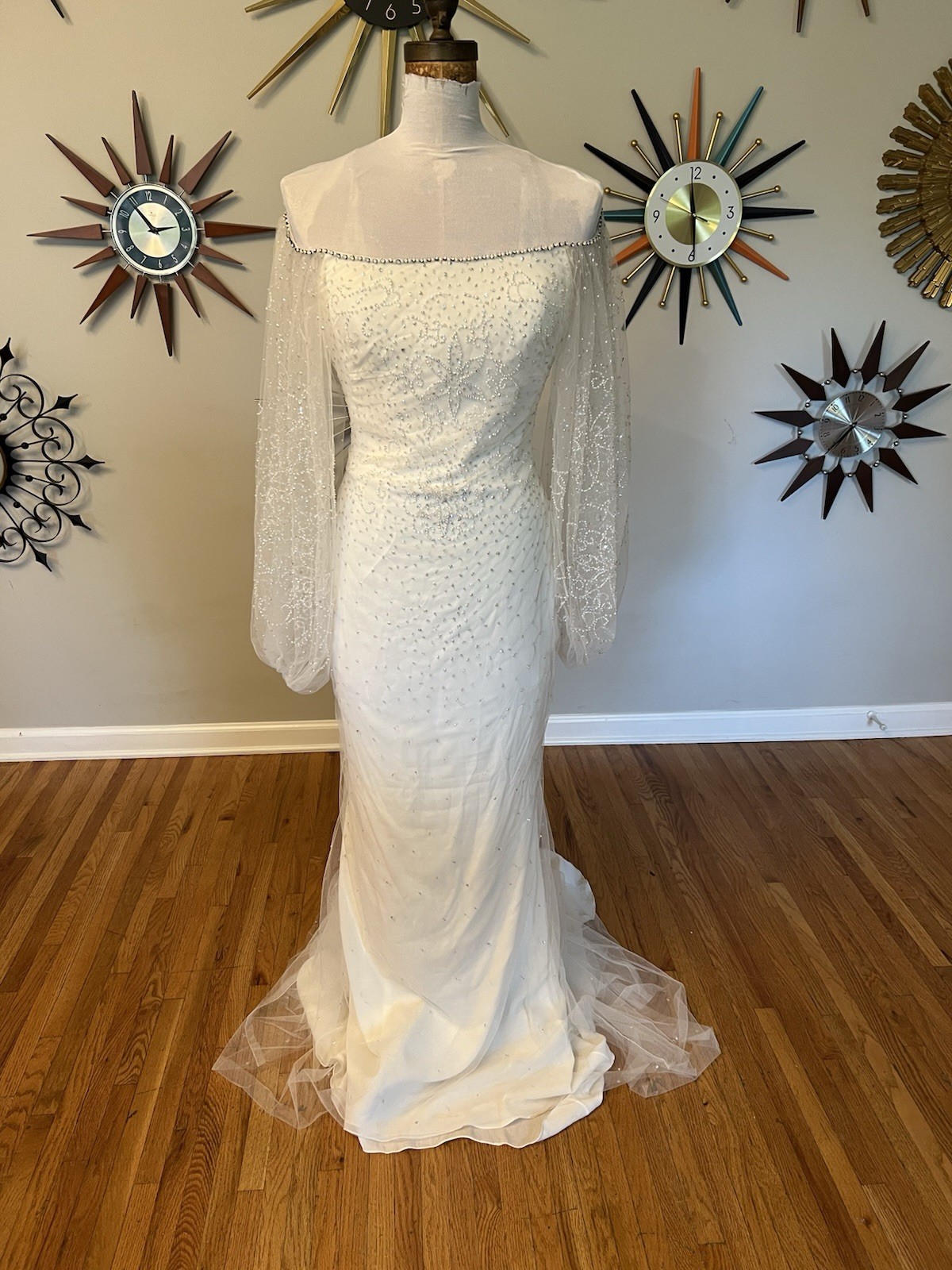 Marchesa Couture 8 Silk Long Dress Gown Bridal Wedding Formal Off Shoulder