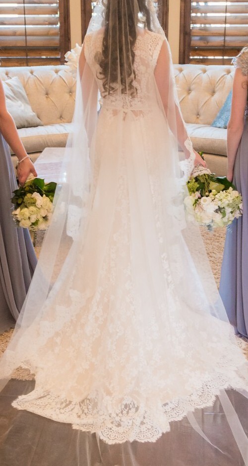 Symphony of Venus Mermaid Lace see through back Wedding Dress sz 10