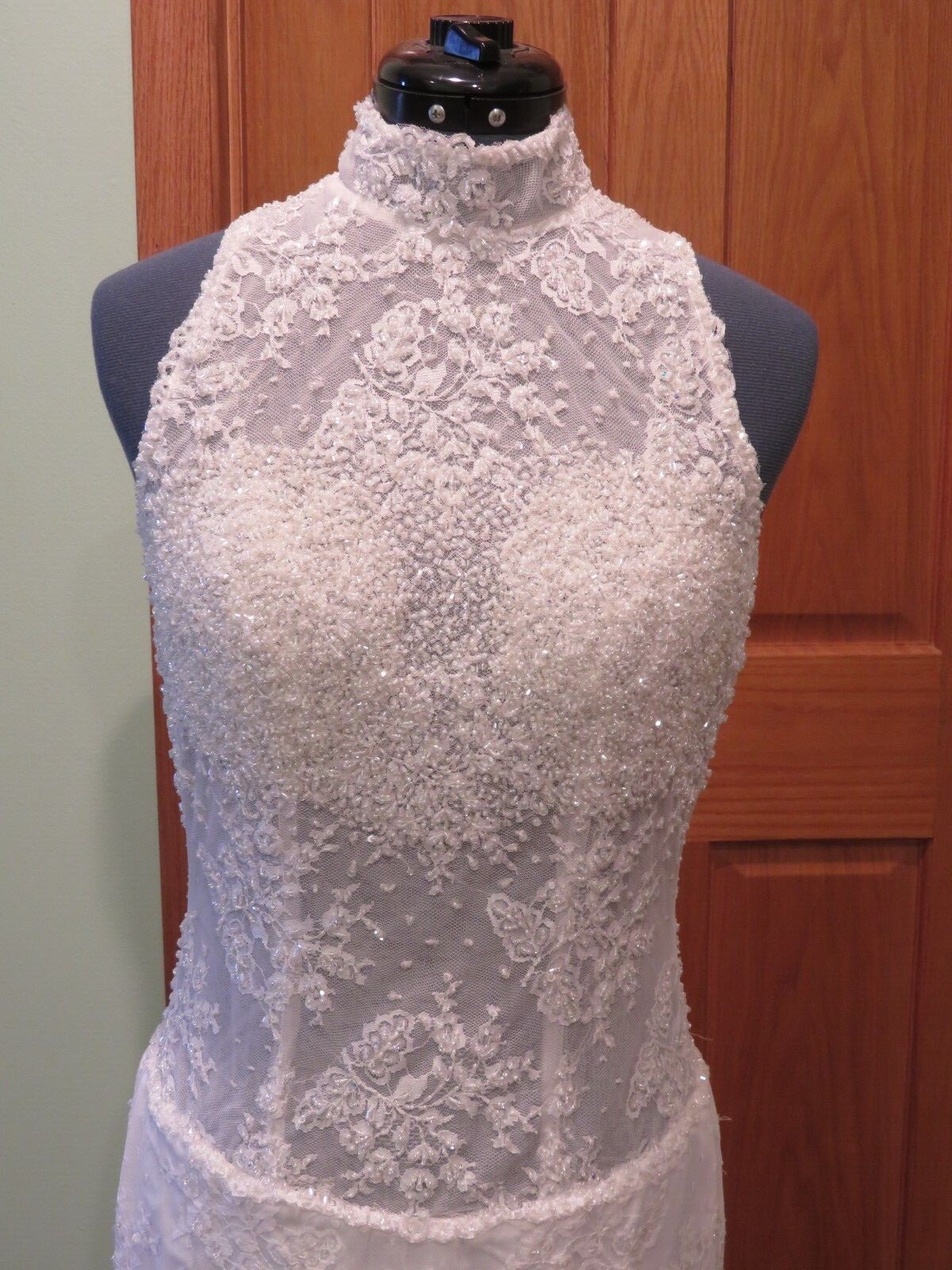 NEW Bridal Vintage Wedding Dress LACE Gown Train BEACH SPARKLE ROMANTIC FREE SHI