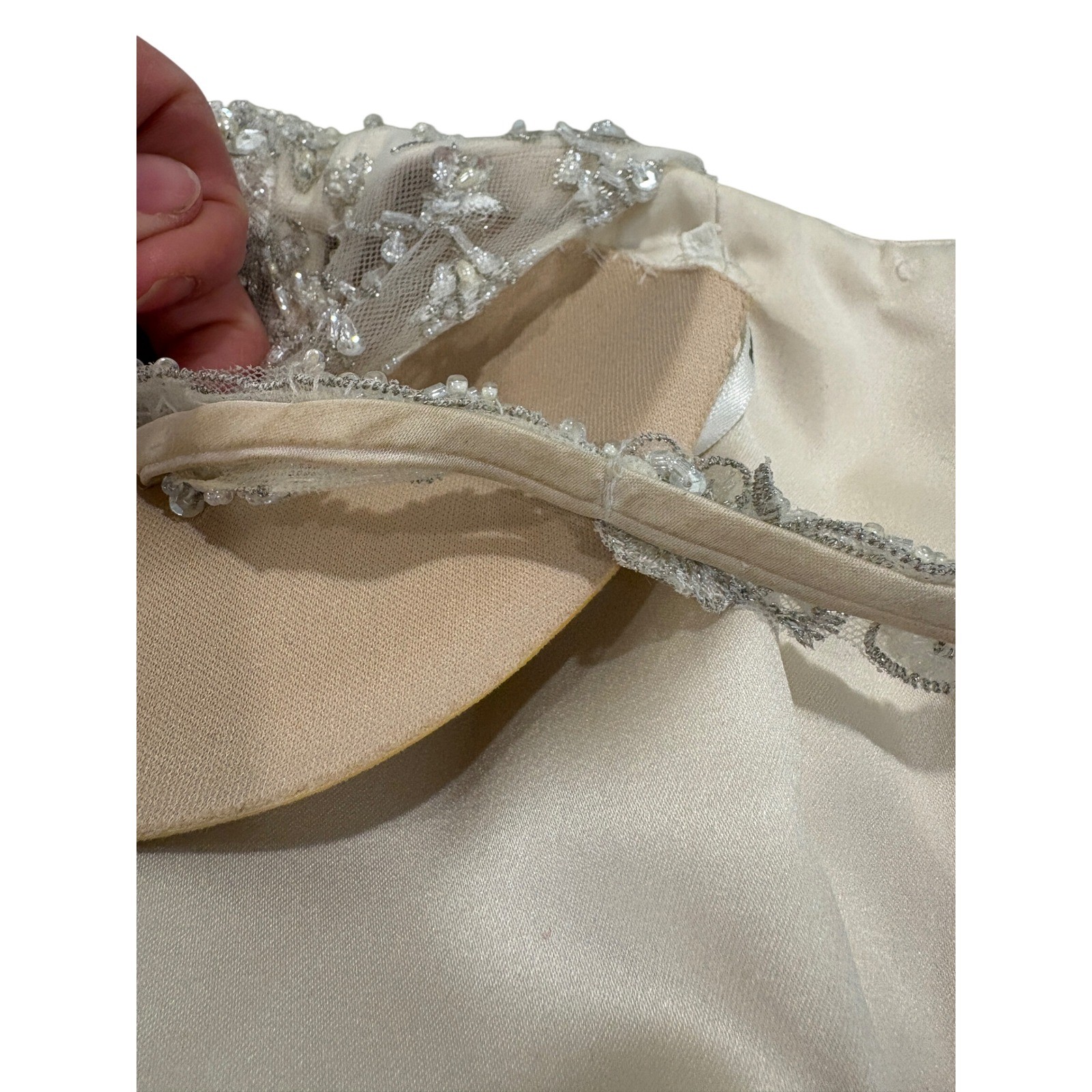 Stella York Wedding Gown 10 Champagne Mermaid Beaded Open Back train drop waist