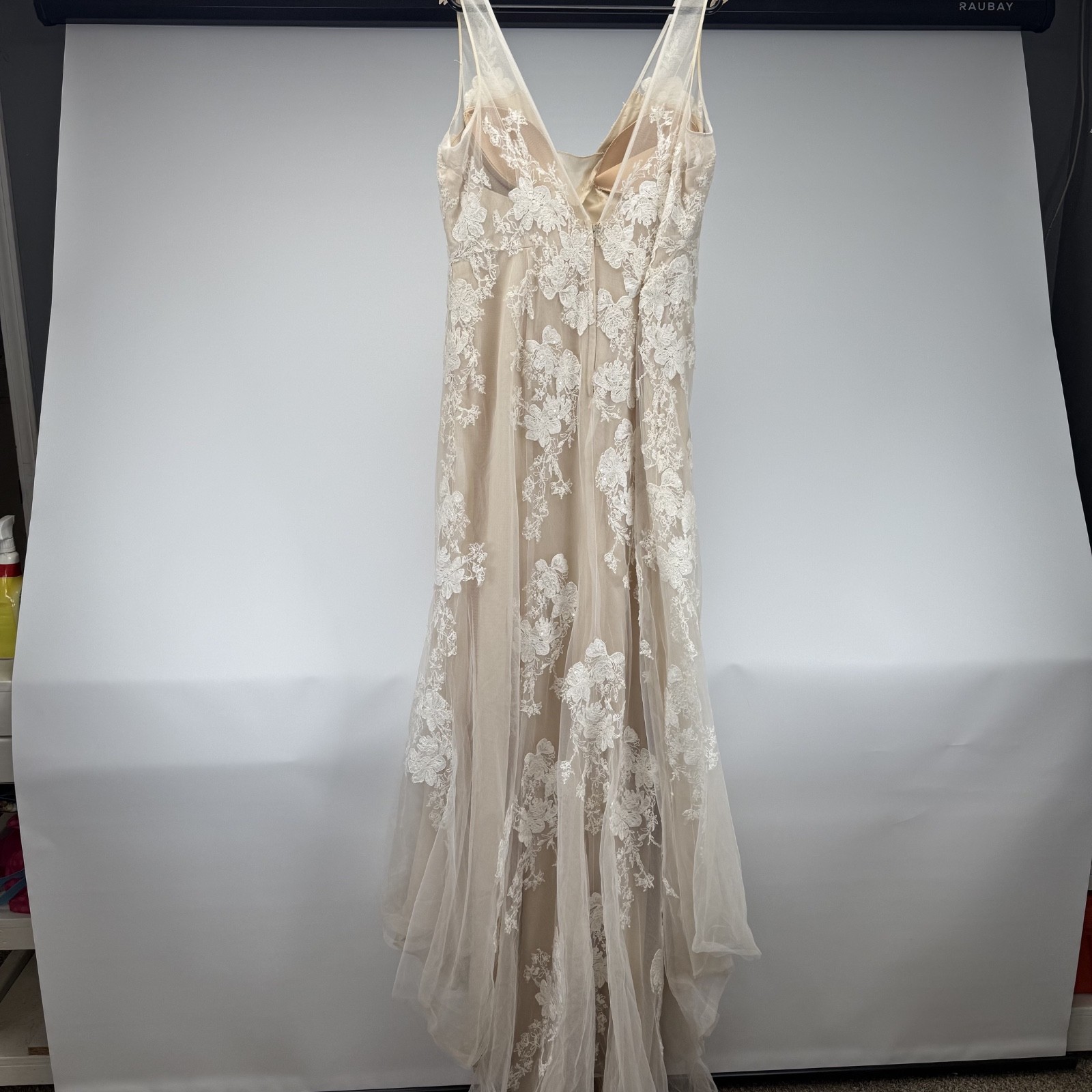 MELISSA SWEET Lace Applique Tulle V-Neck Wedding Gown IVRY/CHAMP SZ 20W