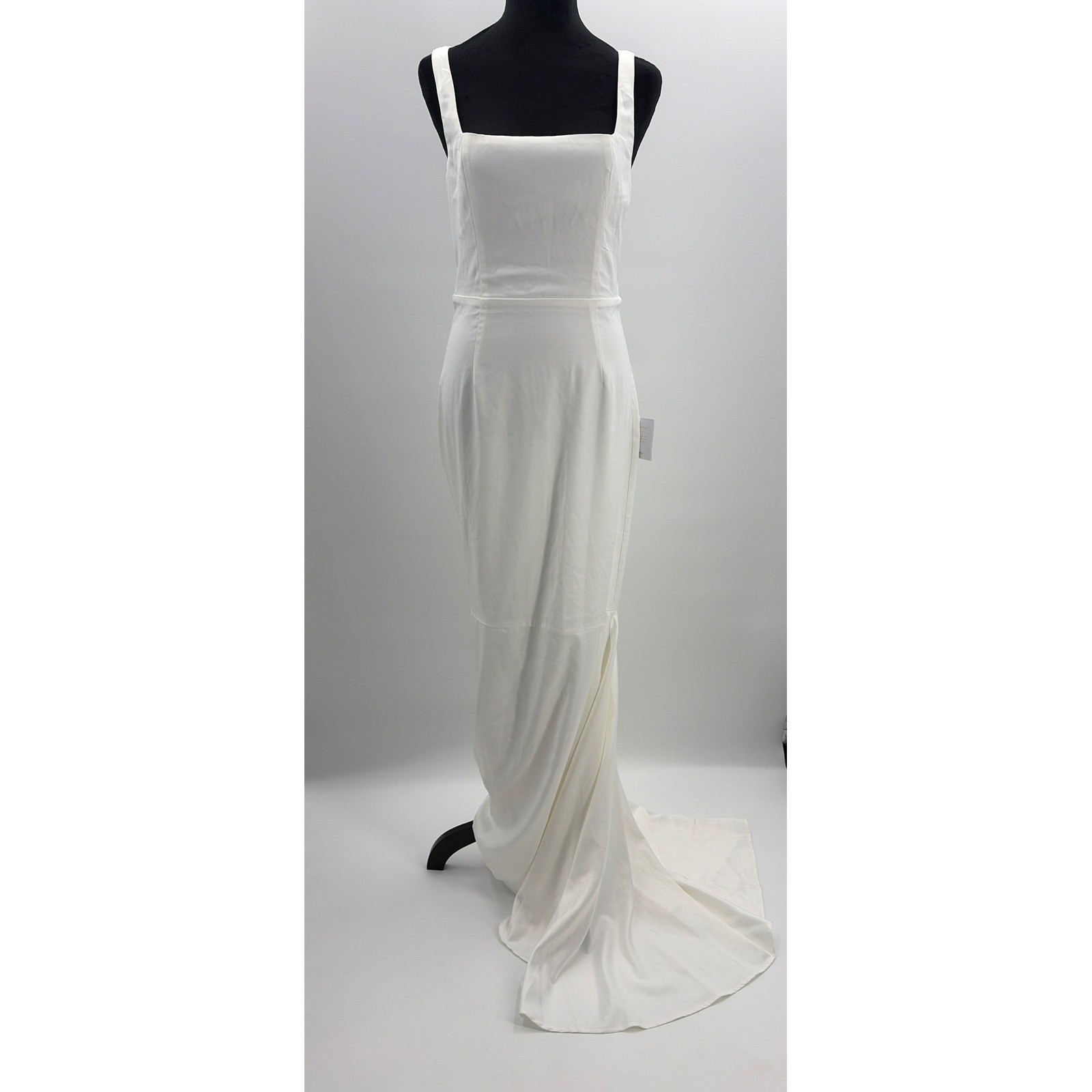 Lulus Luxe Loveliness White Satin Backless Mermaid Maxi Dress Bridal Gown M NEW