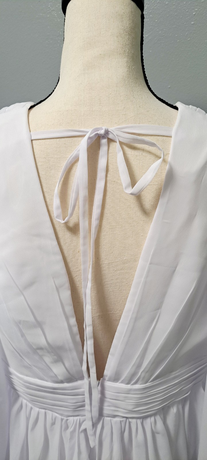 Elegant Wedding Dress Long Chiffon Lined Womens Plus Size 18W Tie Zip White Gown