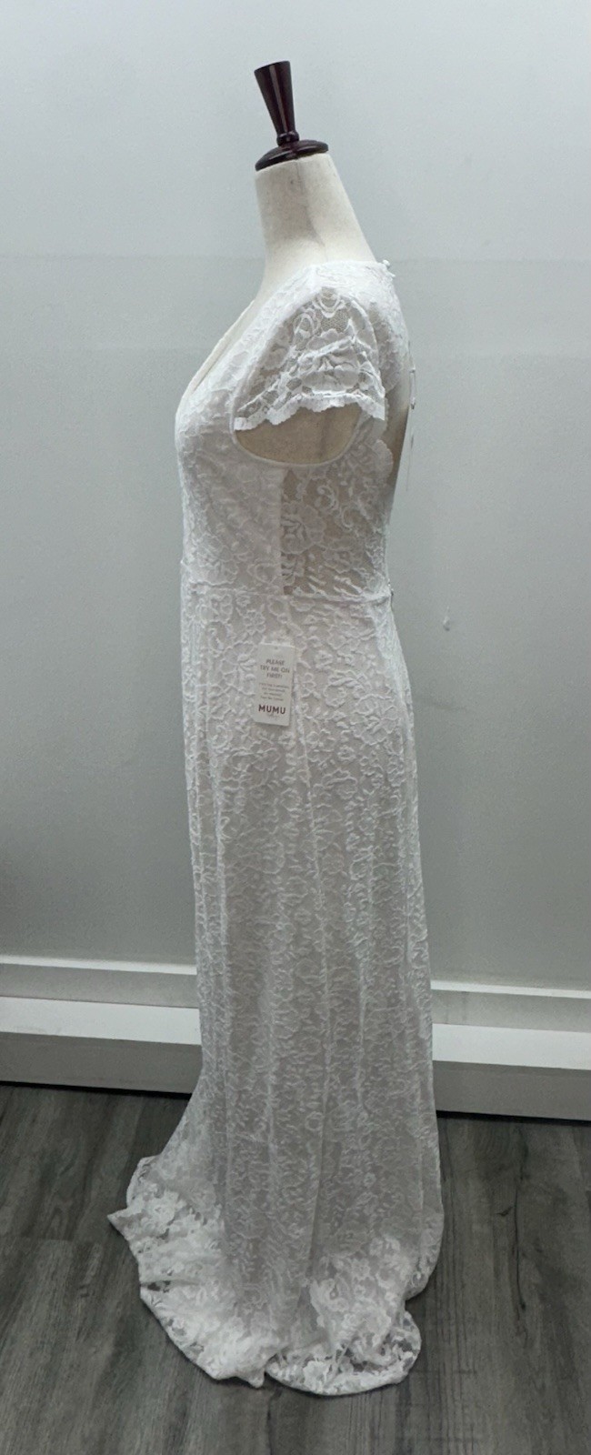 Show Me Your Mumu Lace Bridal Gown Open Back Cap Sleeve Boho Wedding Dress M