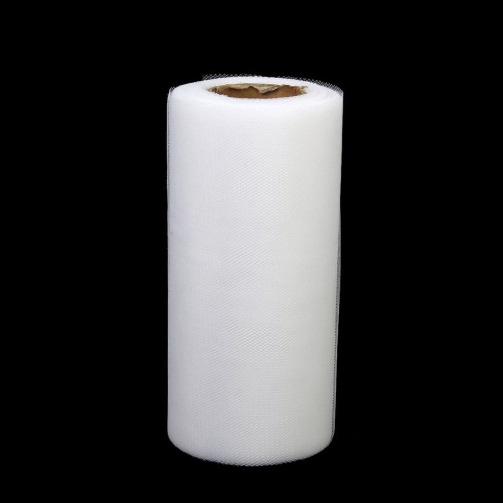 White Polyester Tulle Roll 22 Meters Length 15 cm Width for Wedding Crafts
