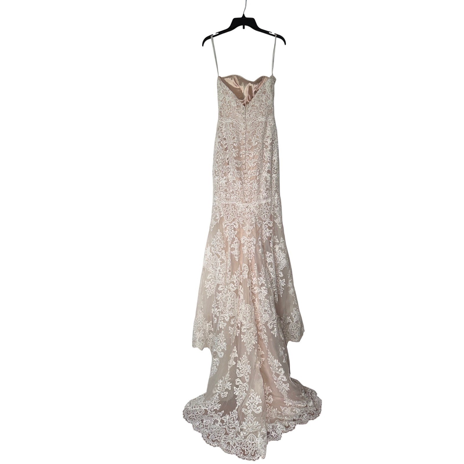 Allure Strapless Lace Mermaid Wedding Gown Ivory Champagne Sweetheart Train 4S