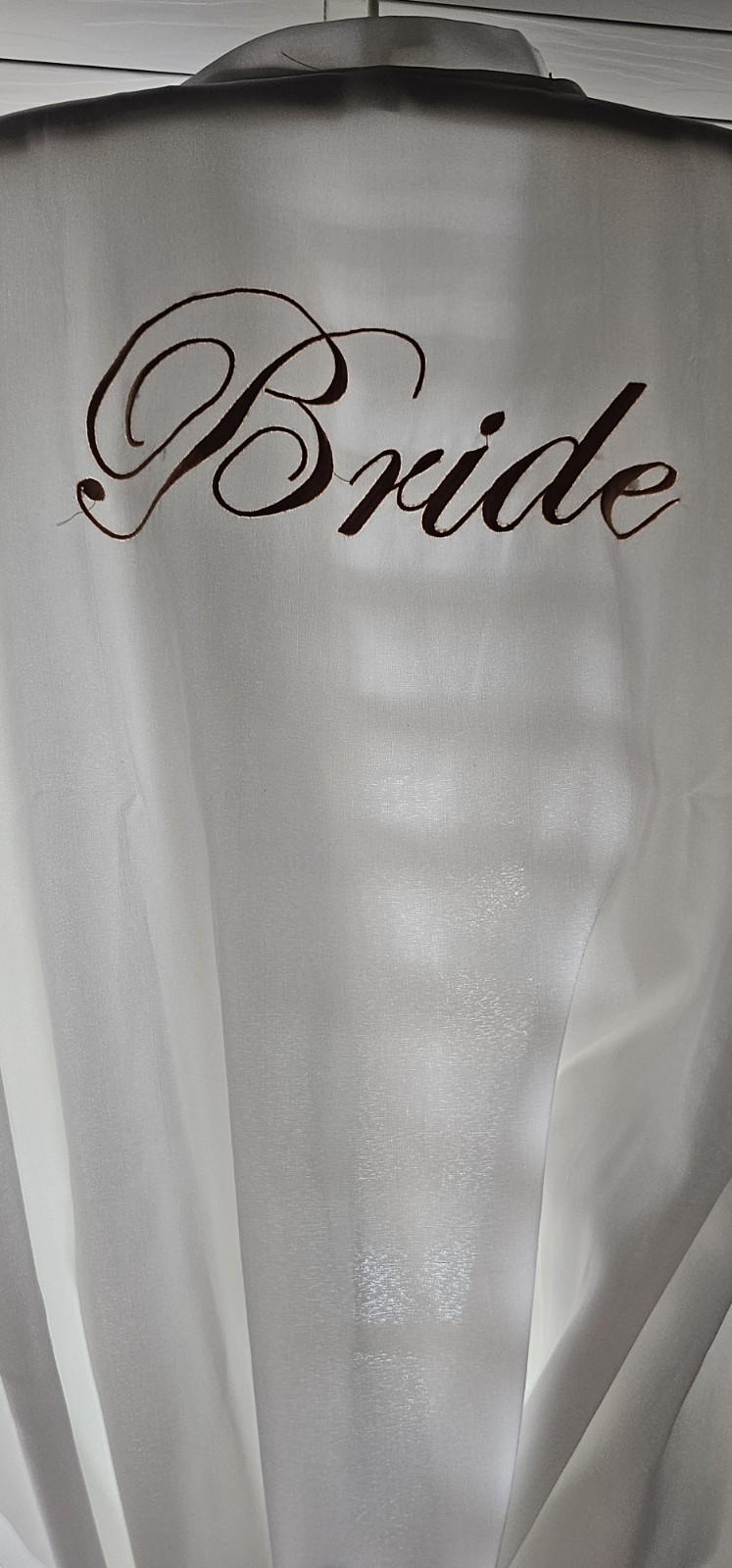 Bride Robe White Satin And Lace Like Matierial Wrape Around Gold Stitch Letters