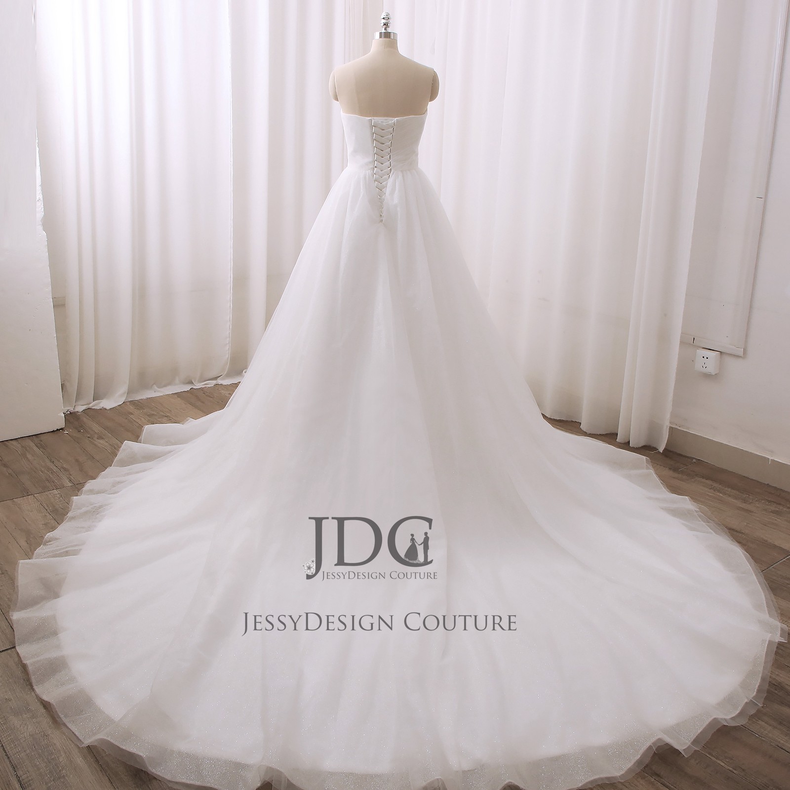 Chic glitter tulle wedding dress wedding dress ivory 32-60 lace up princess