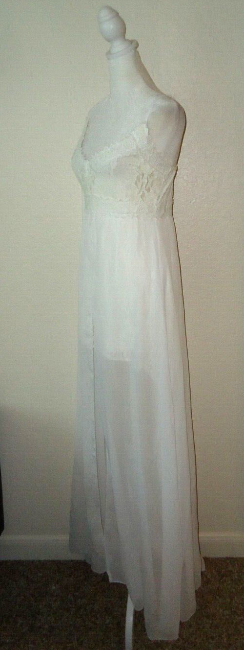 WEDDING Women’s Beach Romantic White Dress Sweatheart Chiffon With Lace Size-M