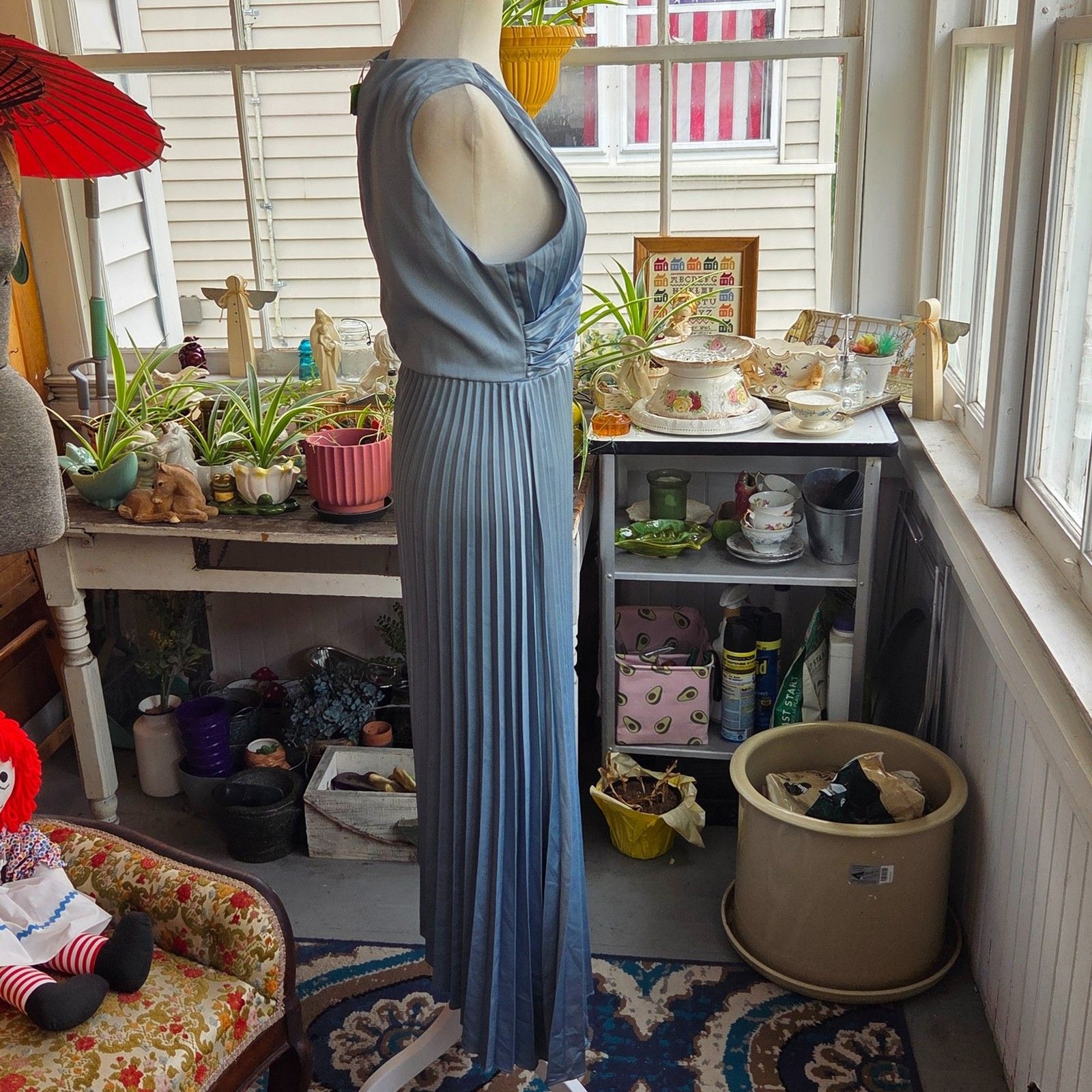 NWT Sam Edelman Pleated Midi Dress Size 4 Blue Faux Wrap Wedding Guest