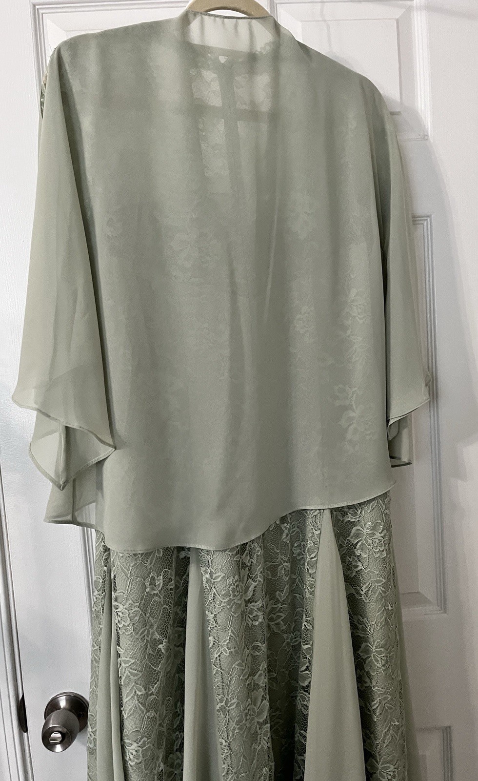 Formal Wedding Midi, Tea Length Dress , Sz 10, Includes Wrap Preowned Sage Green