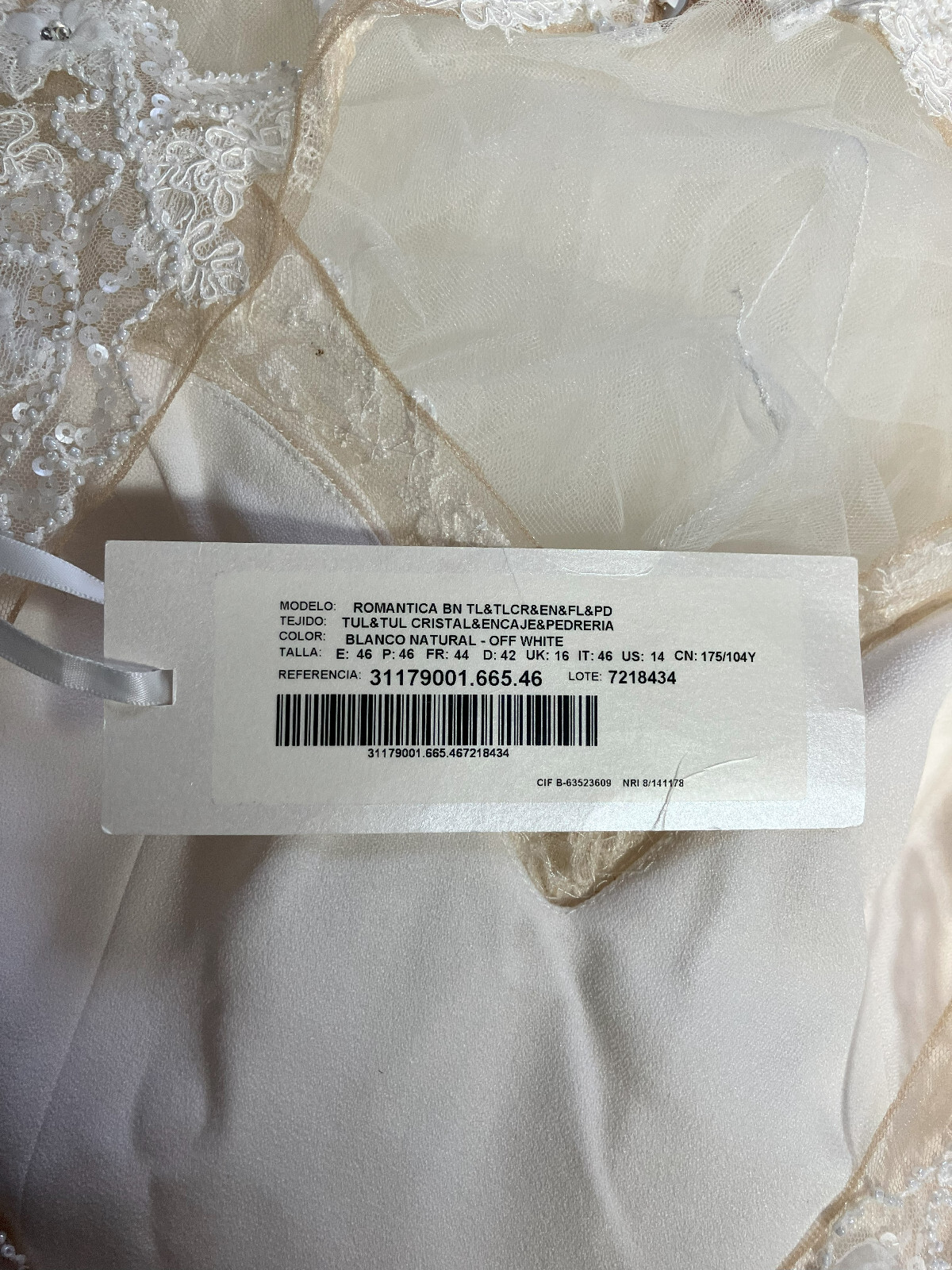 La Sposa St. Patrick Romantica Wedding Dress 14 Illusion Lace Mermaid Tulle NWT