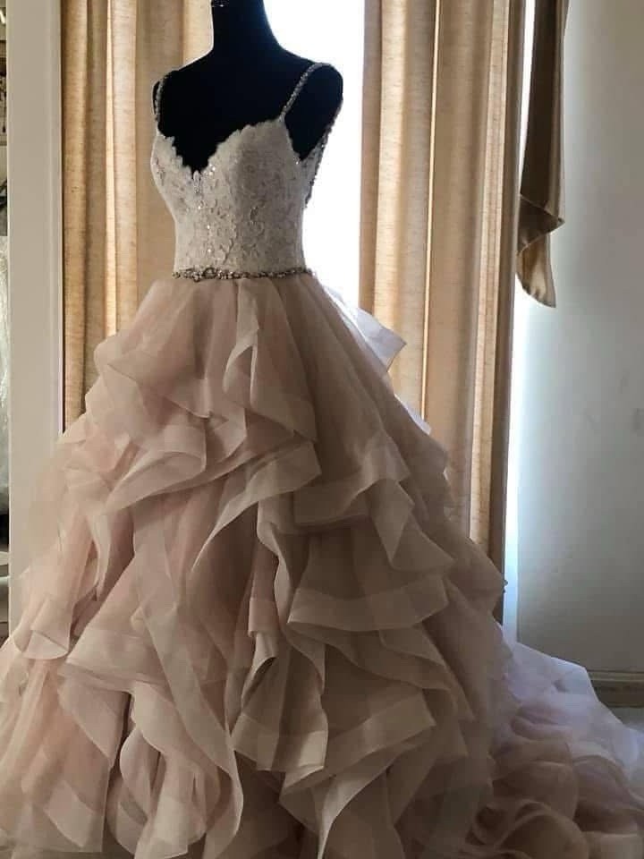 Morí Lee Size 2 Wedding Dress Gown Champagne Color NWT
