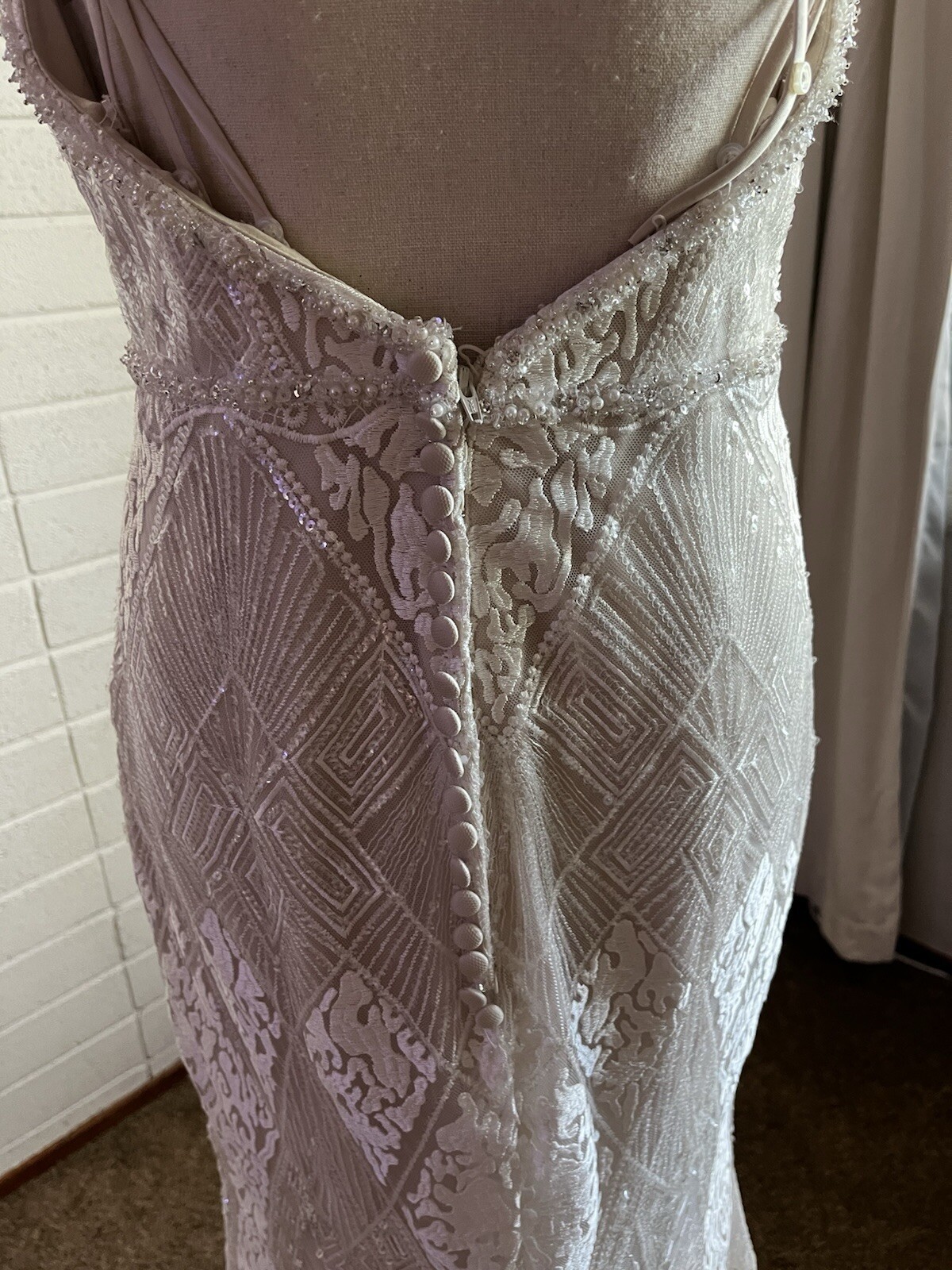 Mori Lee Wedding Dress – Boho / Art Deco – Kendra 8201 – Size 7/8 – Summer