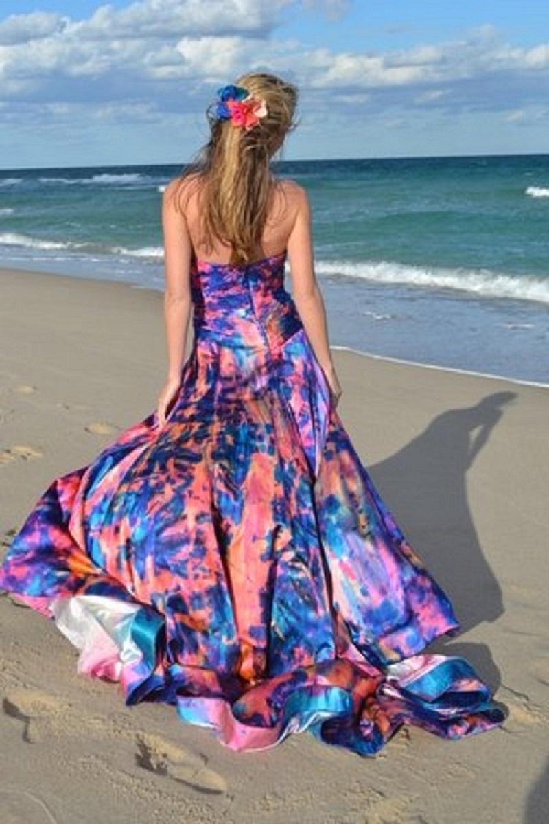 NEW Bohemian Beach Silk Wedding Gown Corset Blue purple pink 6 8 10 white dyed