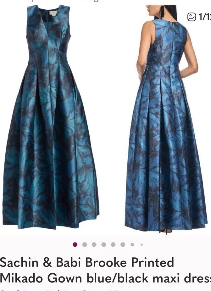 Sachin & Babi Blue Brooke Floral Ballgown Size 0 But Fits Like Size 2/4 Altered