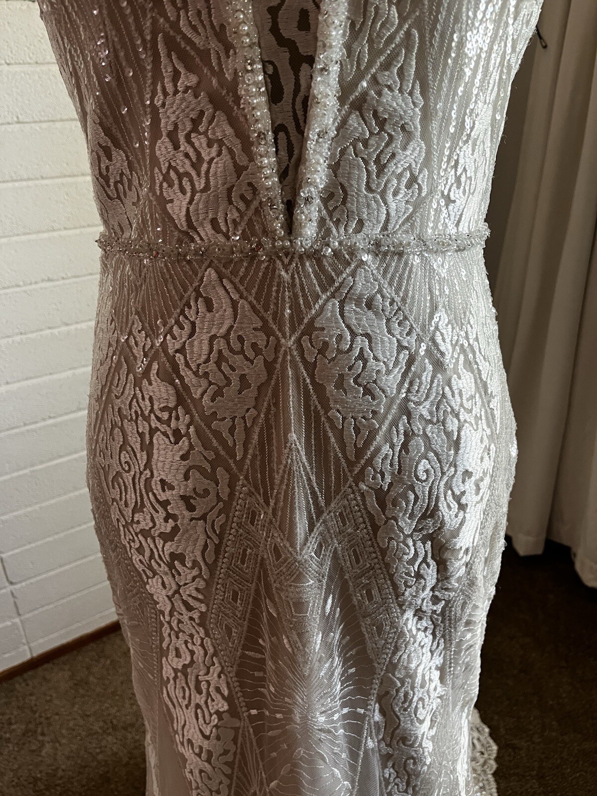 Mori Lee Wedding Dress – Boho / Art Deco – Kendra 8201 – Size 7/8 – Summer
