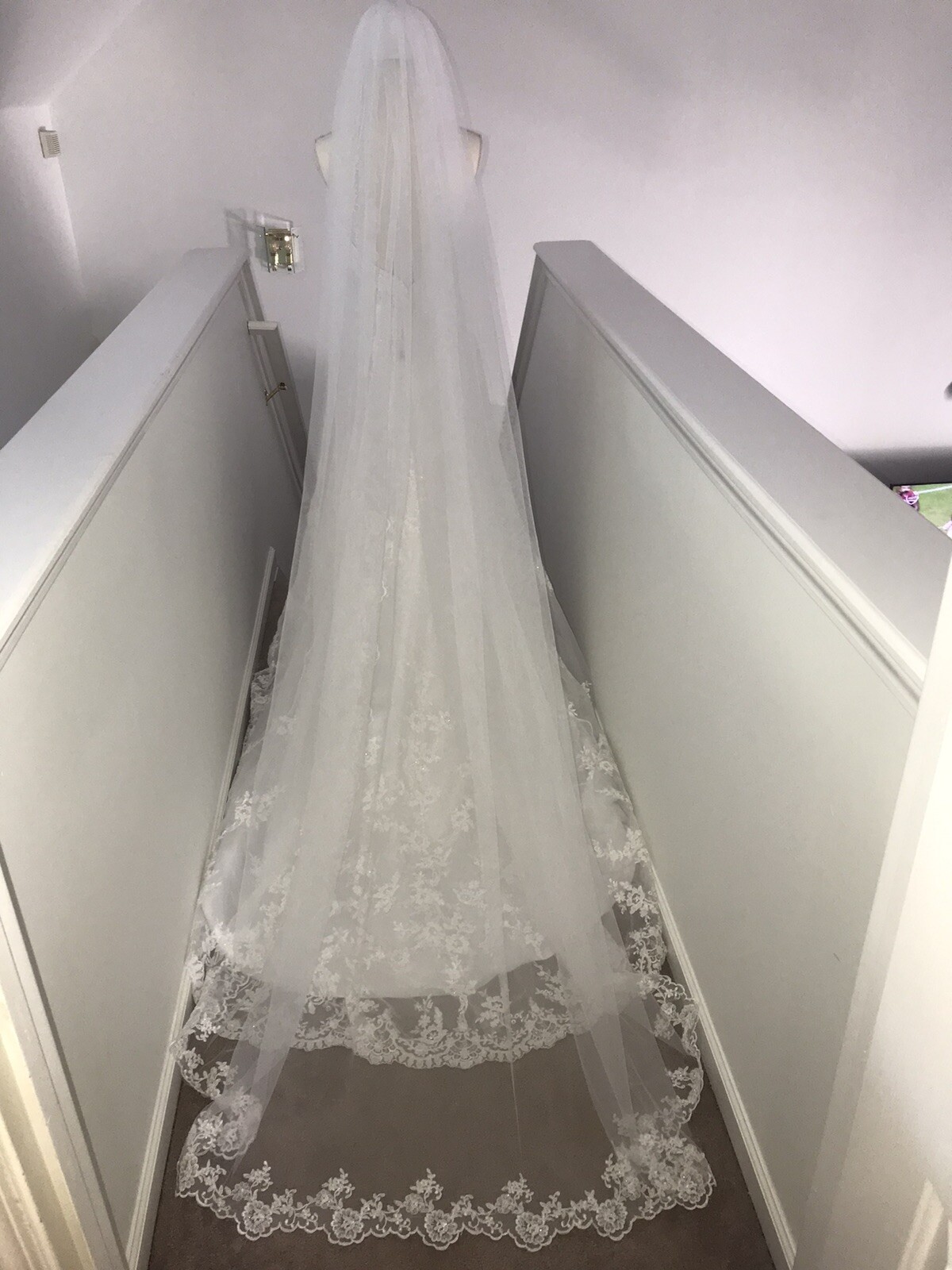 Casablanca White Bridal Gown and Veil Size 8 NWT