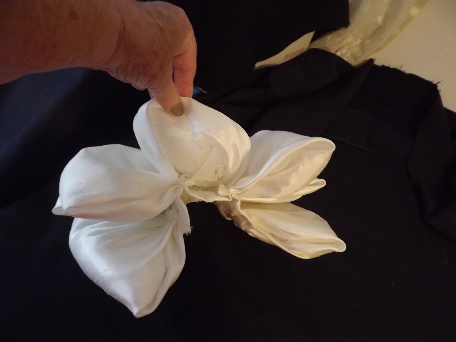 WHITE SATIN BRIDAL BOW FOR WEDDING DRESS / FLOWER GIRL puffy layered
