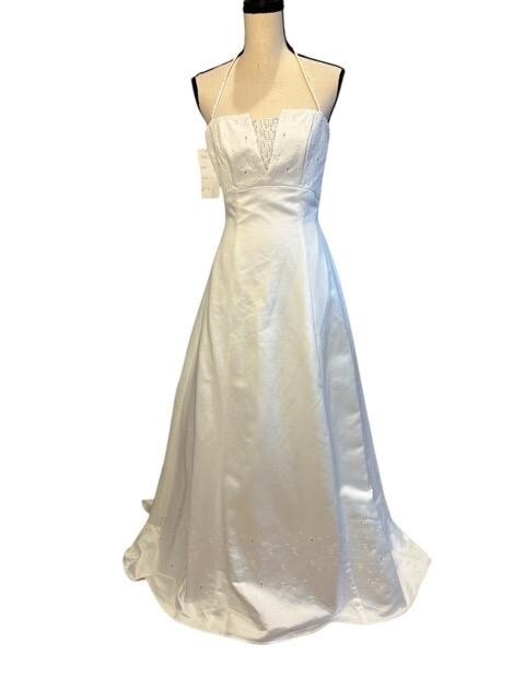 Venus White Embellished Satin Wedding Gown Size 8 $699