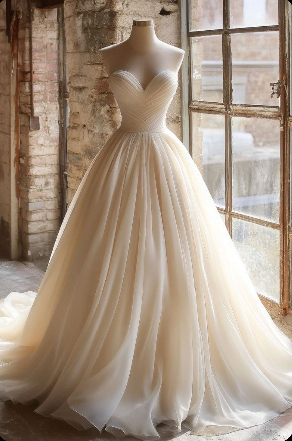Vintage Light Champagne Wedding Dresses Sweetheart A Line Tulle Bridal Gowns