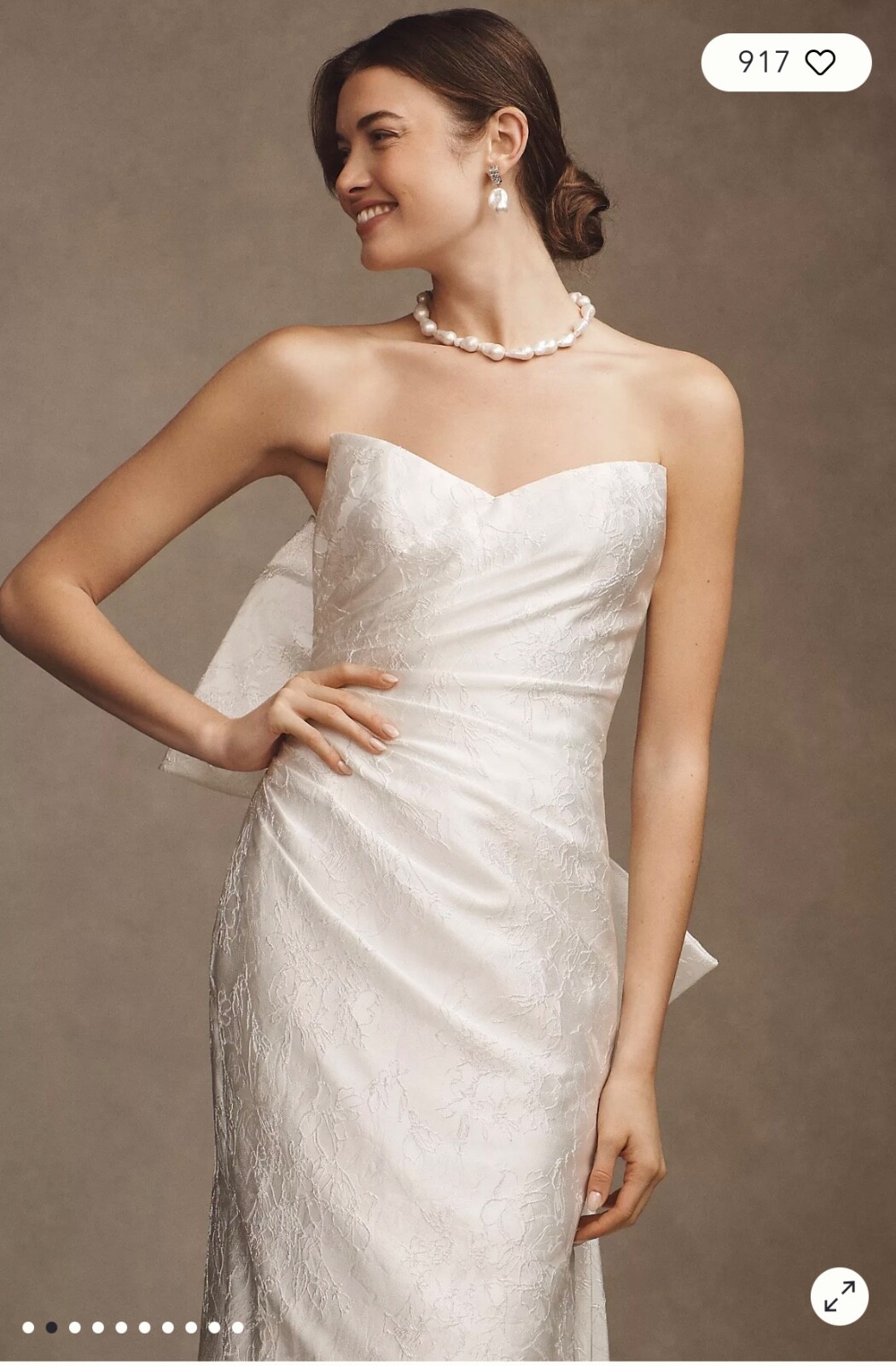 Wtoo By Watters Sweetheart Draped Jacquard Column Wedding Gown in Ivory