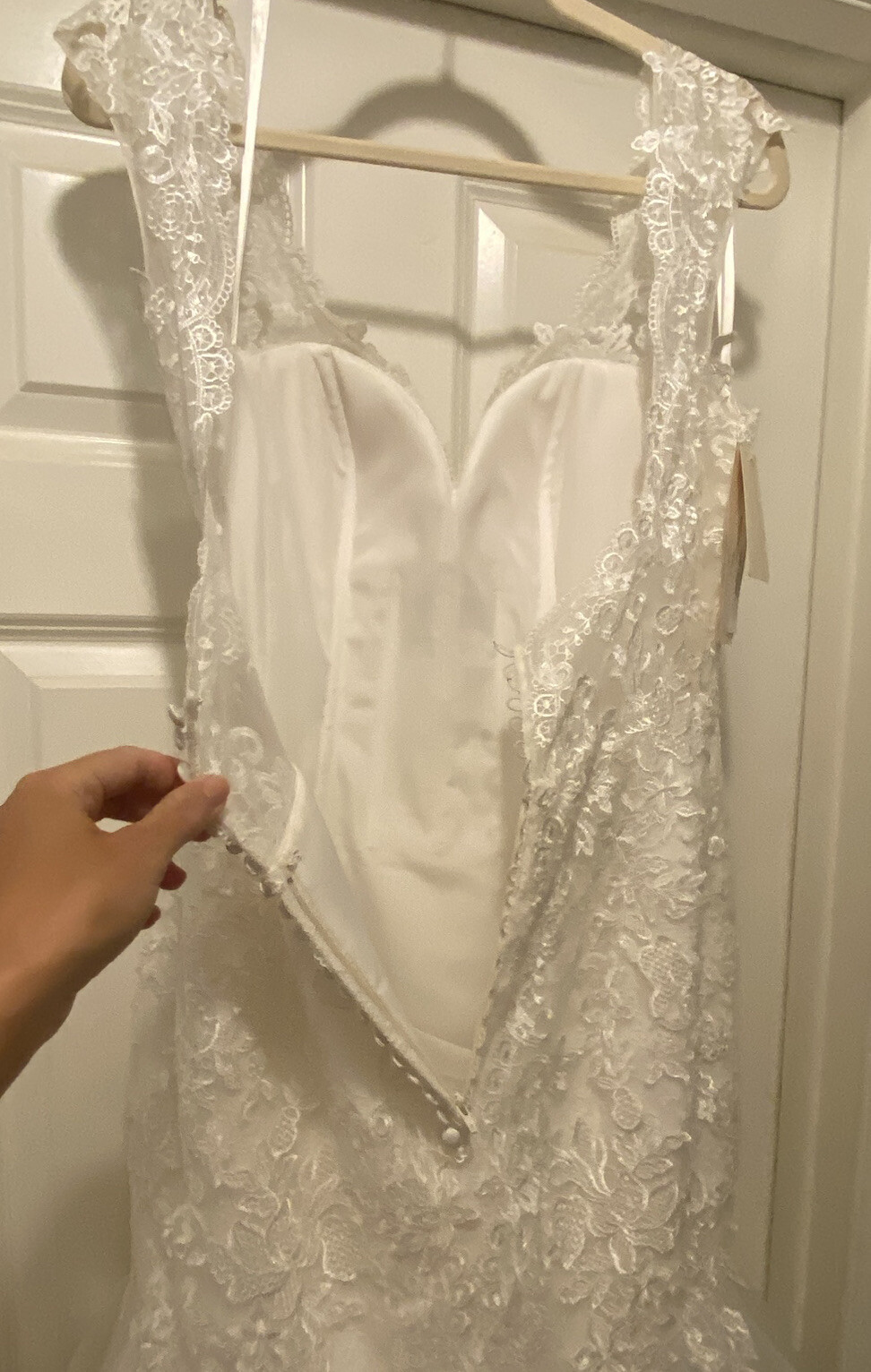 NWT Lace Mermaid Gown w/ Organza Skirt Open Back Gorgeous! USA $2,900 Bridal 12
